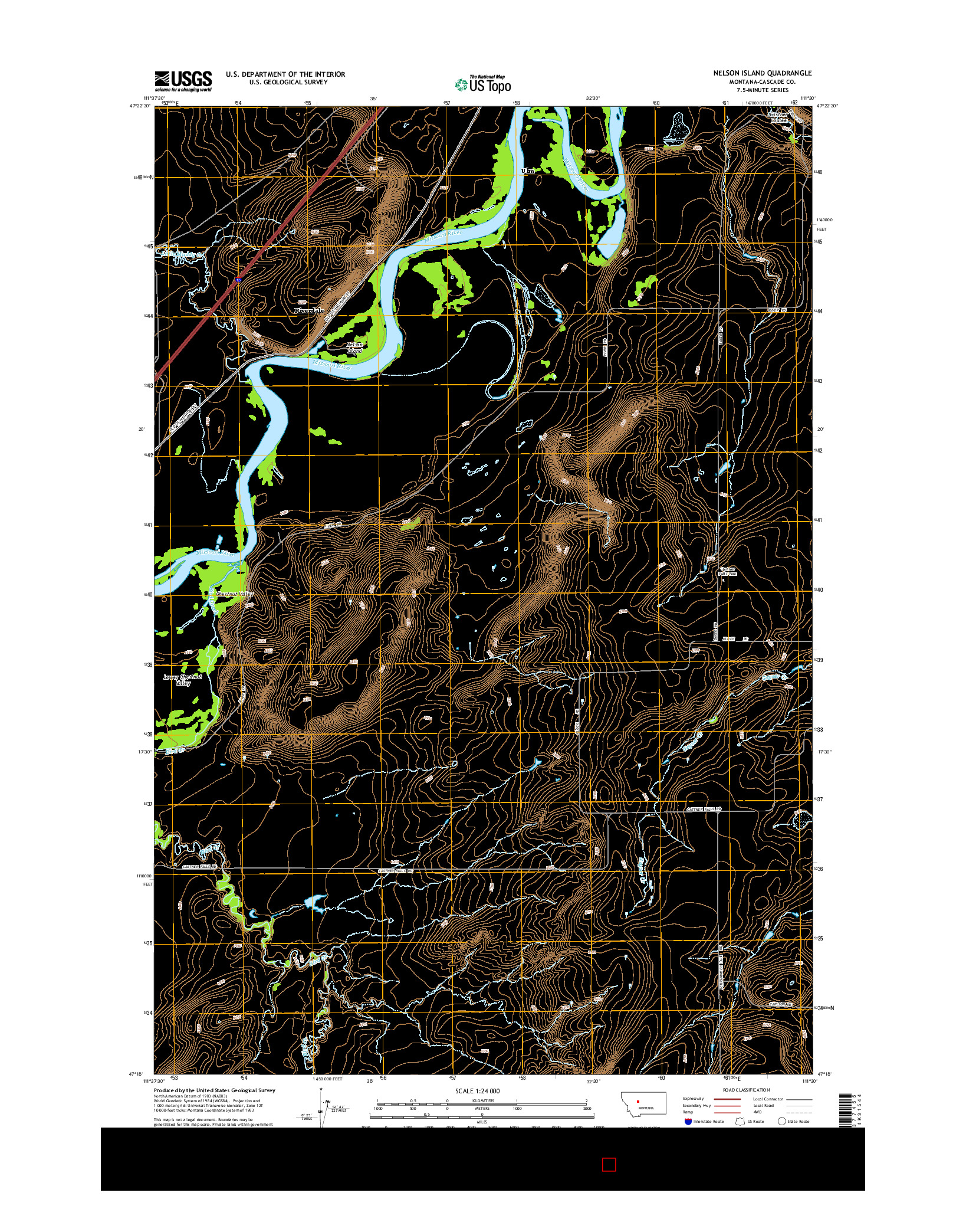 USGS US TOPO 7.5-MINUTE MAP FOR NELSON ISLAND, MT 2014