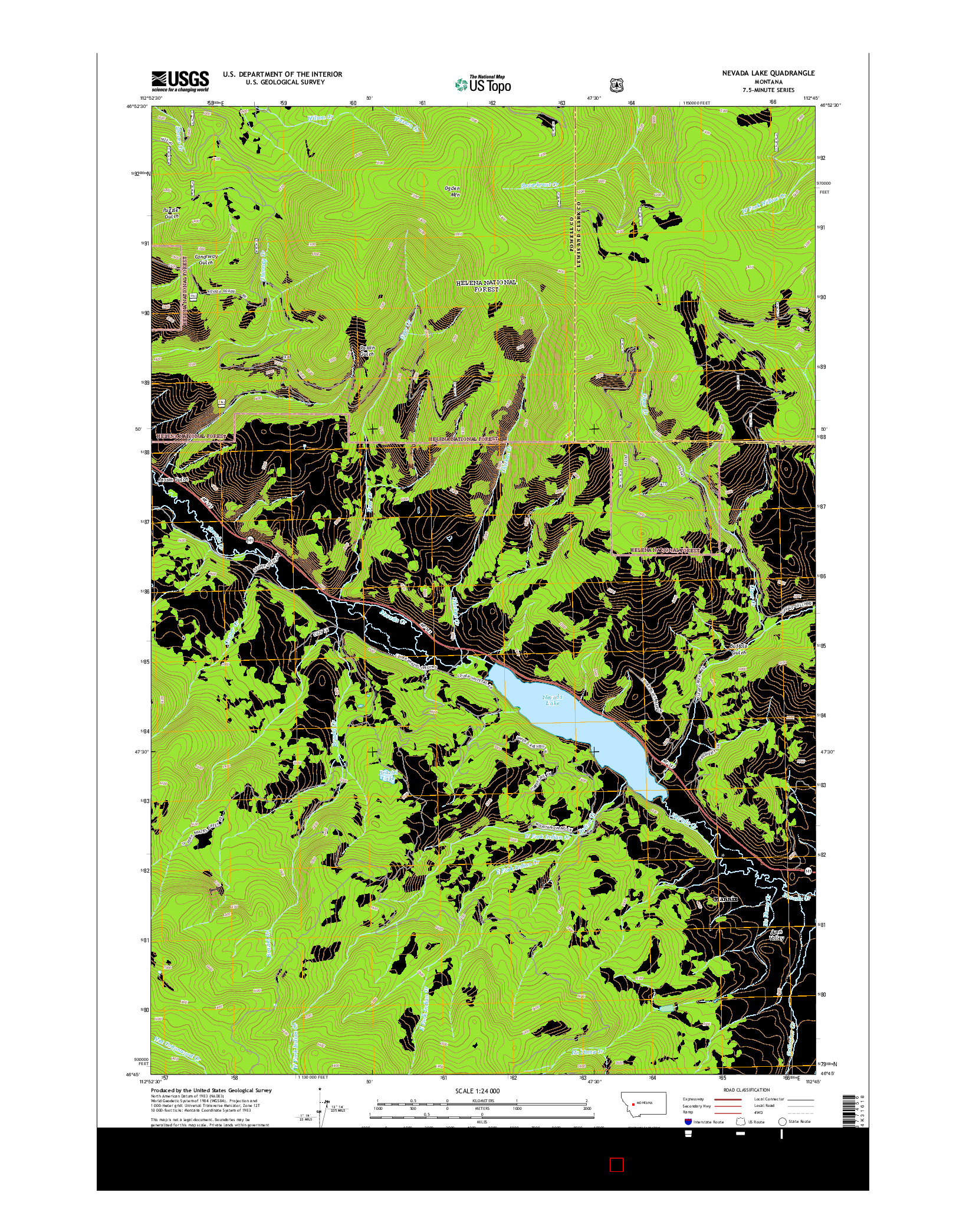 USGS US TOPO 7.5-MINUTE MAP FOR NEVADA LAKE, MT 2014