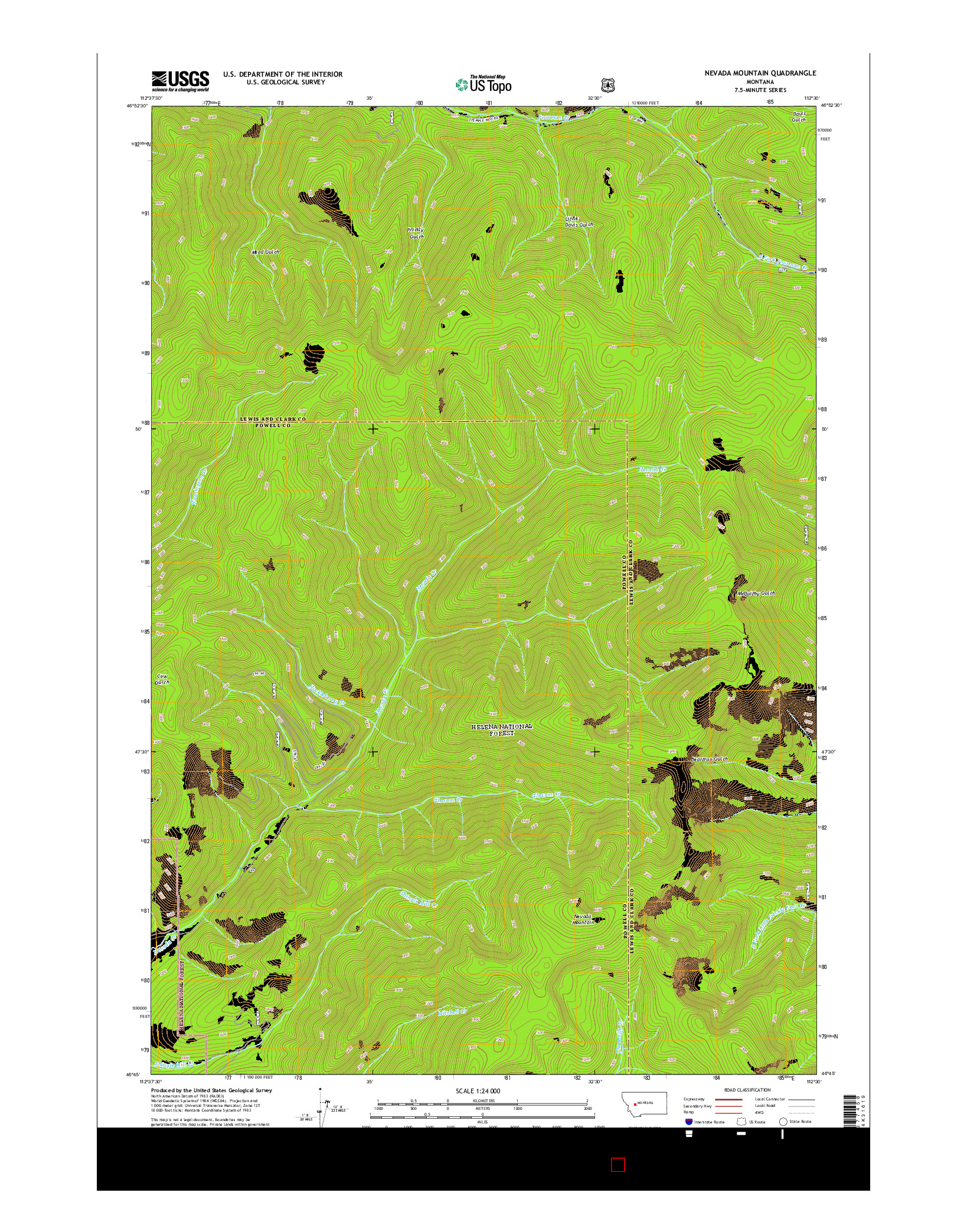 USGS US TOPO 7.5-MINUTE MAP FOR NEVADA MOUNTAIN, MT 2014