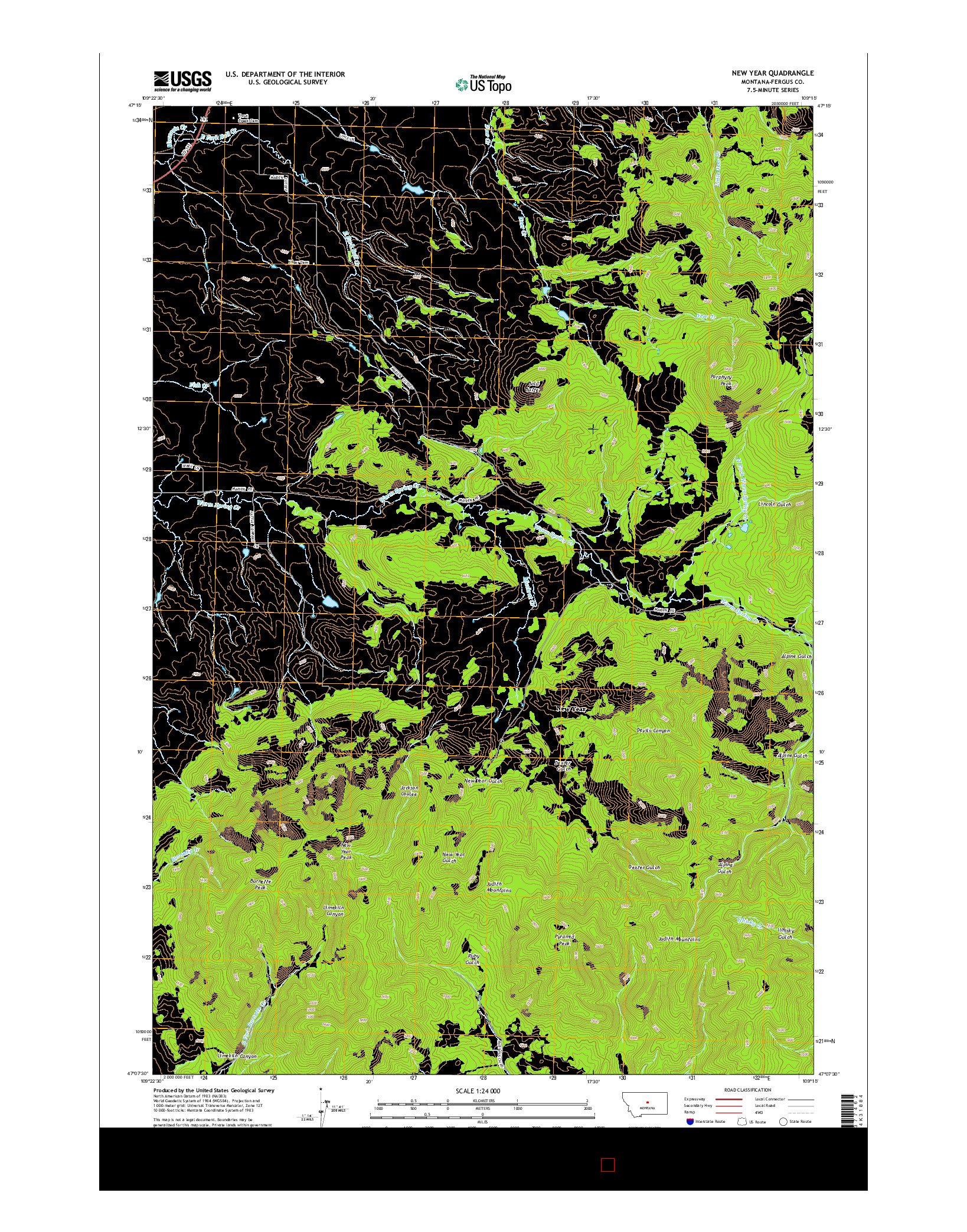 USGS US TOPO 7.5-MINUTE MAP FOR NEW YEAR, MT 2014