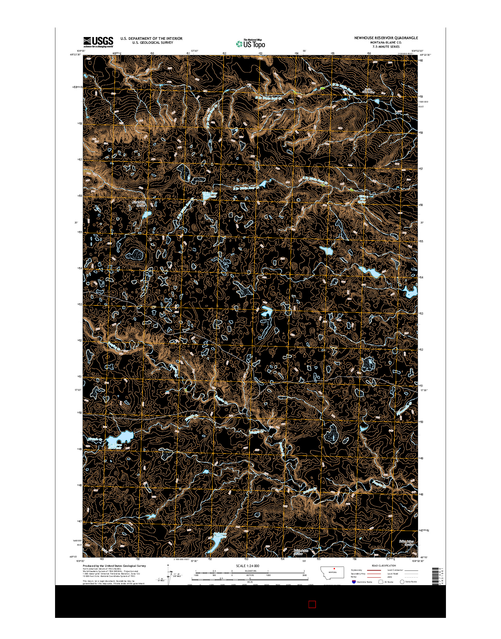 USGS US TOPO 7.5-MINUTE MAP FOR NEWHOUSE RESERVOIR, MT 2014