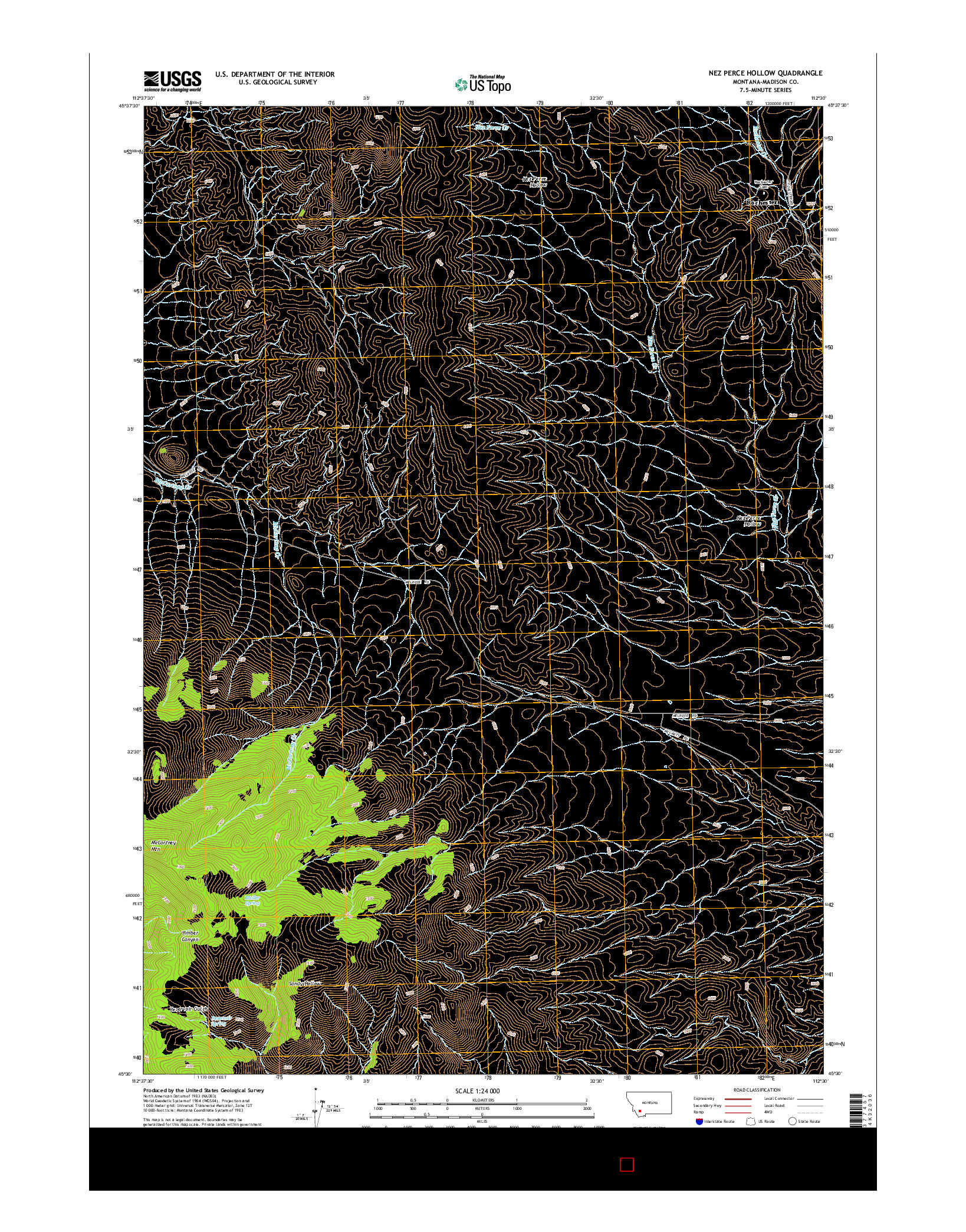 USGS US TOPO 7.5-MINUTE MAP FOR NEZ PERCE HOLLOW, MT 2014