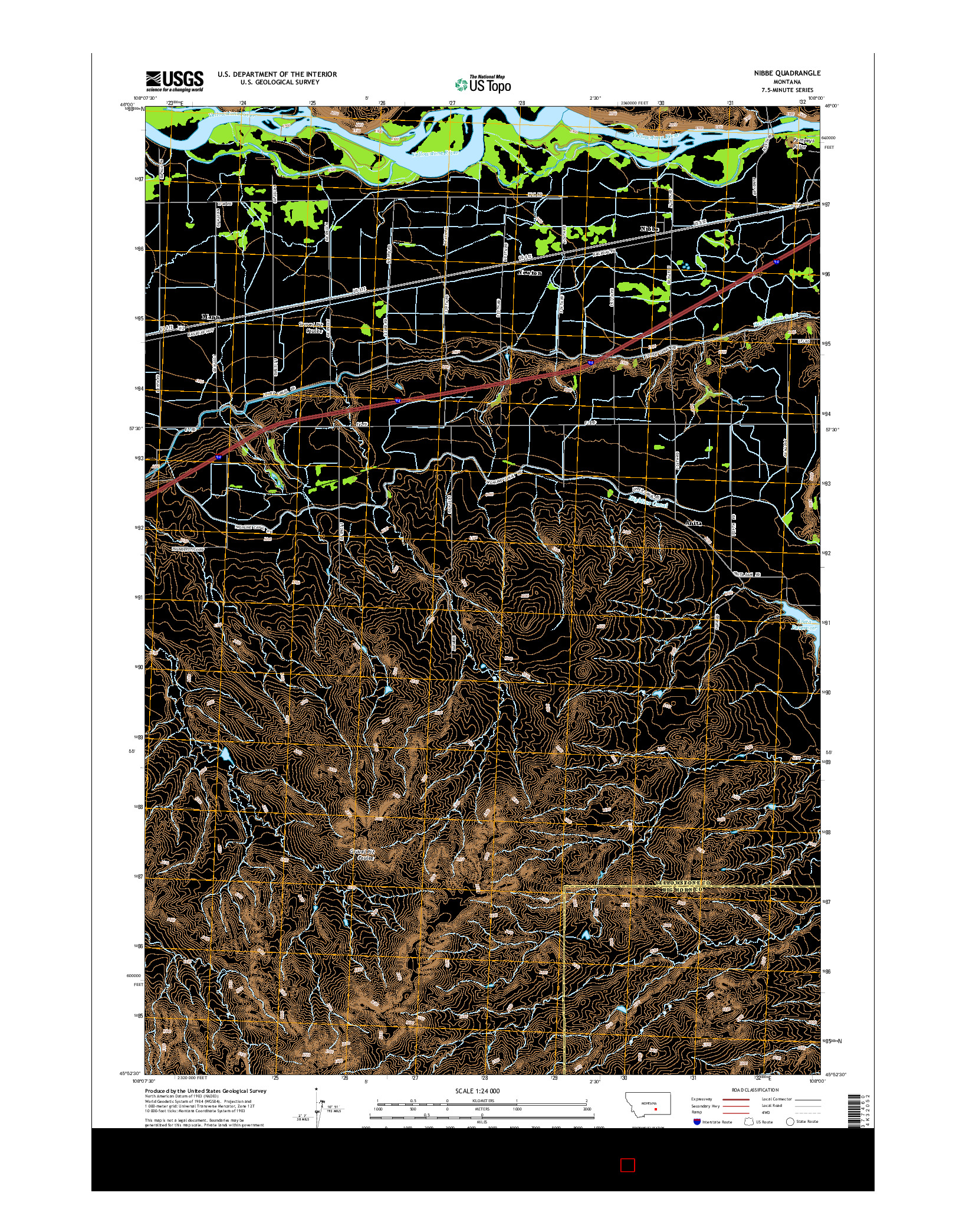 USGS US TOPO 7.5-MINUTE MAP FOR NIBBE, MT 2014