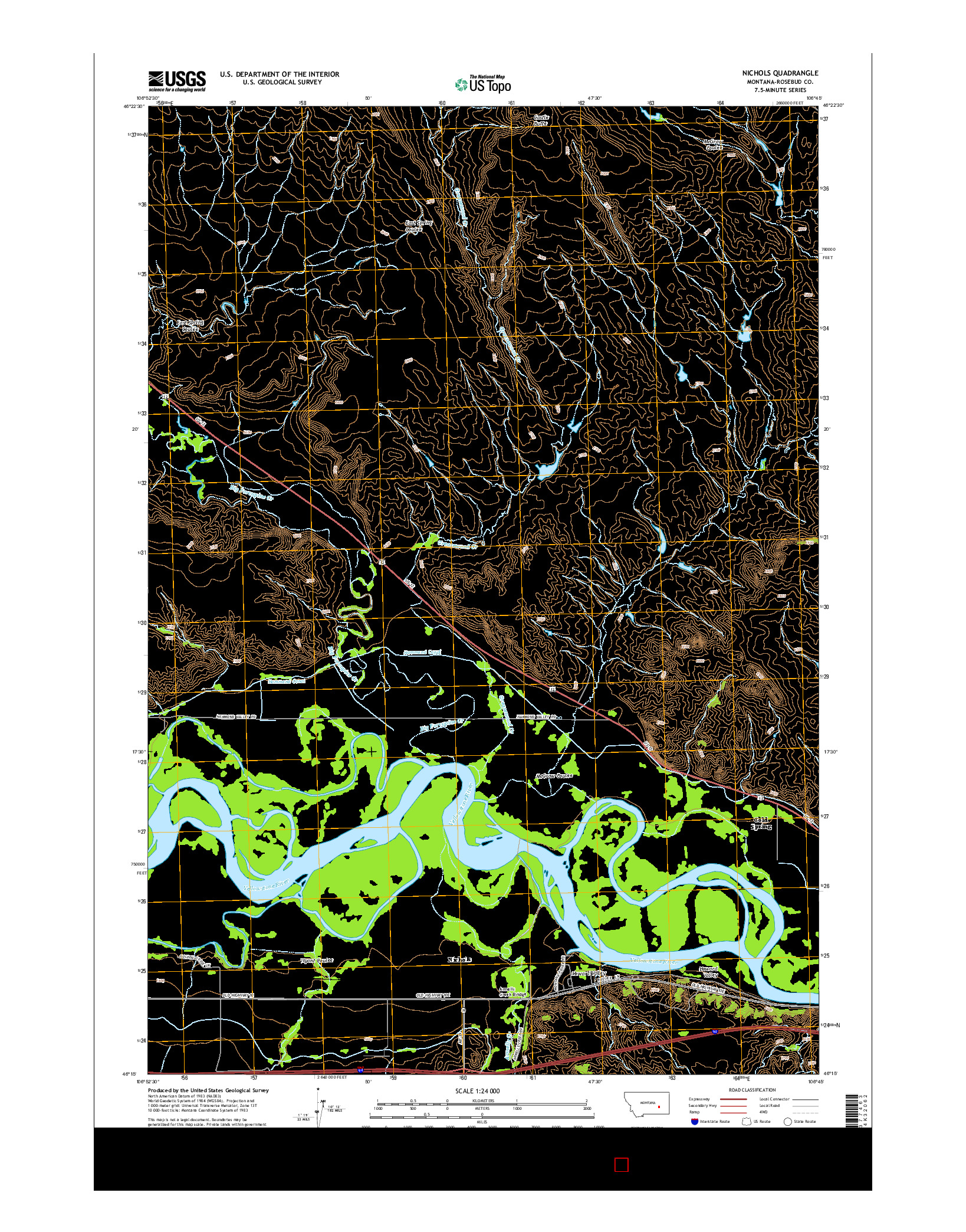USGS US TOPO 7.5-MINUTE MAP FOR NICHOLS, MT 2014