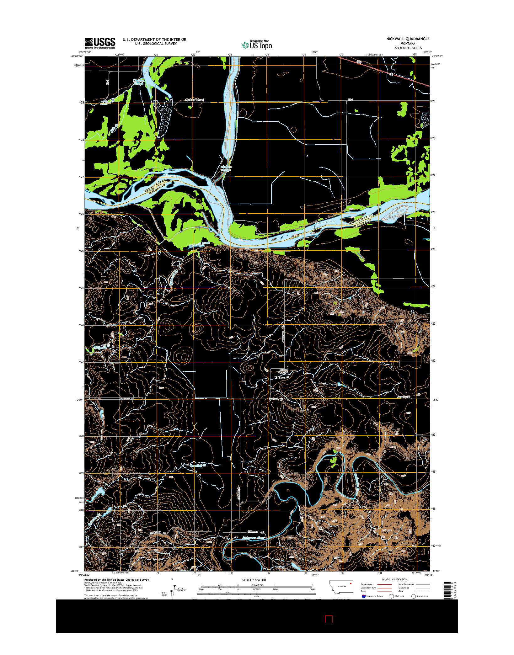 USGS US TOPO 7.5-MINUTE MAP FOR NICKWALL, MT 2014