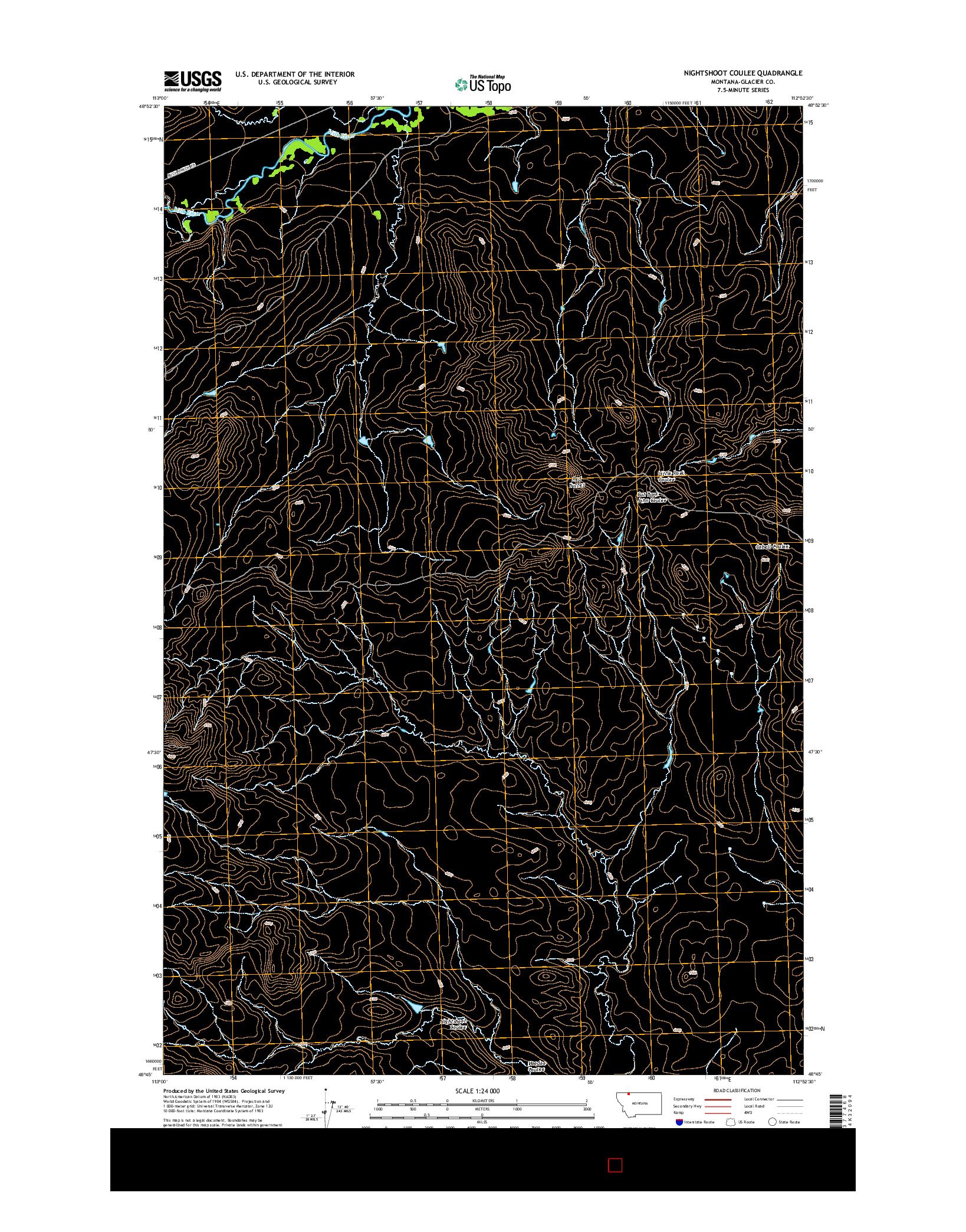 USGS US TOPO 7.5-MINUTE MAP FOR NIGHTSHOOT COULEE, MT 2014