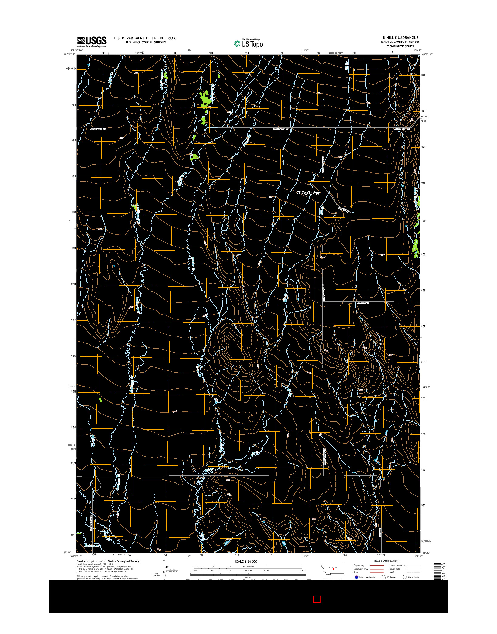 USGS US TOPO 7.5-MINUTE MAP FOR NIHILL, MT 2014