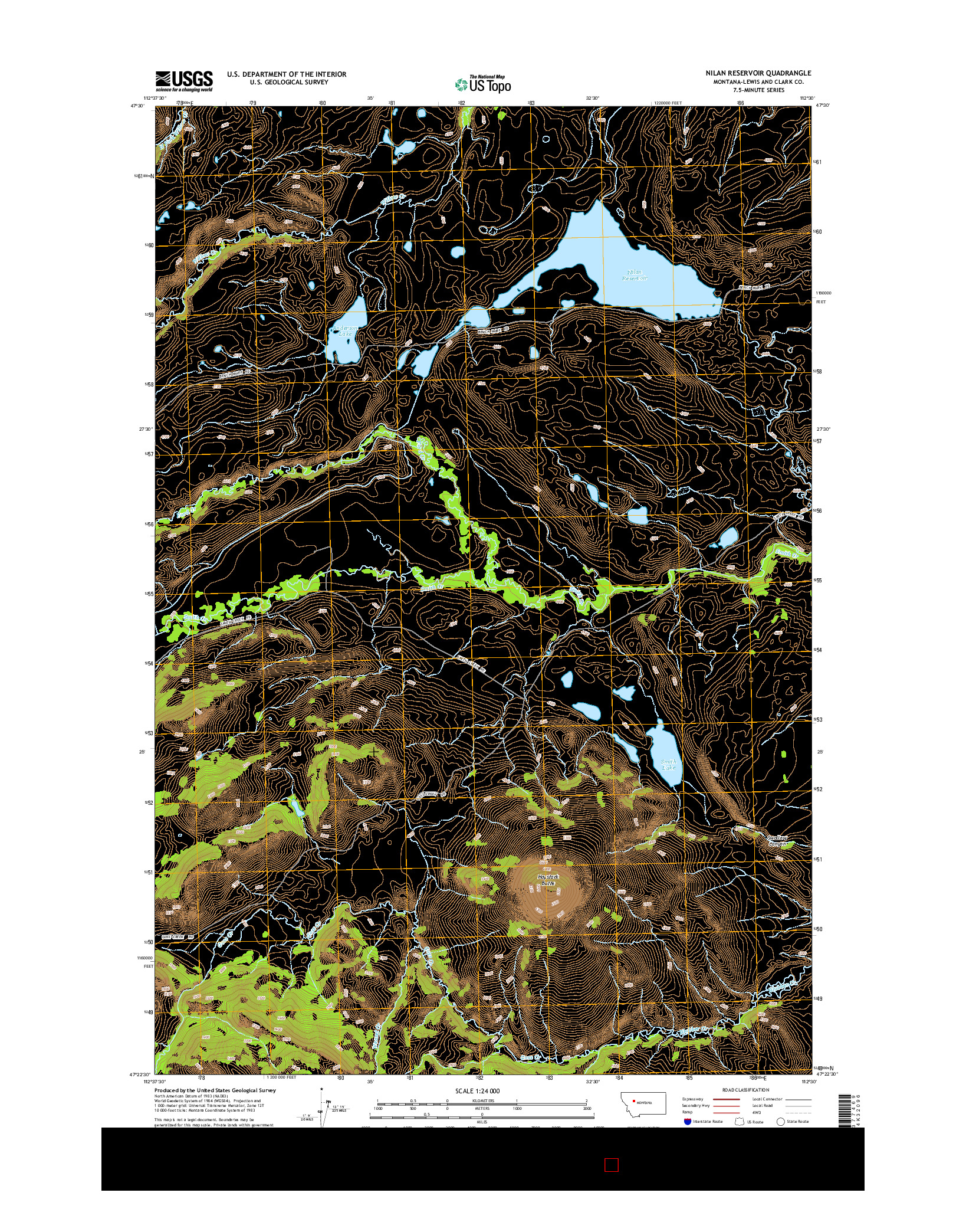 USGS US TOPO 7.5-MINUTE MAP FOR NILAN RESERVOIR, MT 2014
