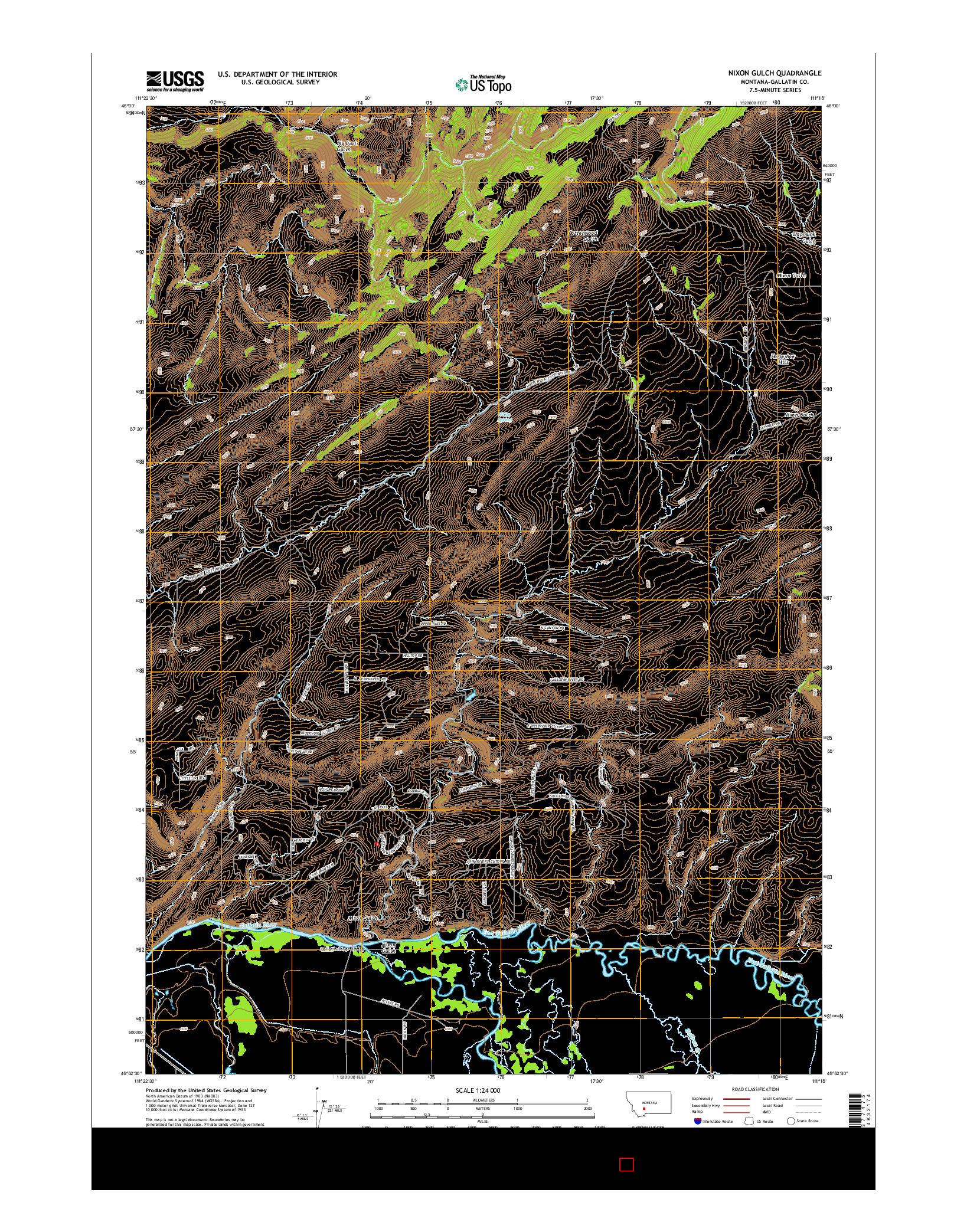 USGS US TOPO 7.5-MINUTE MAP FOR NIXON GULCH, MT 2014