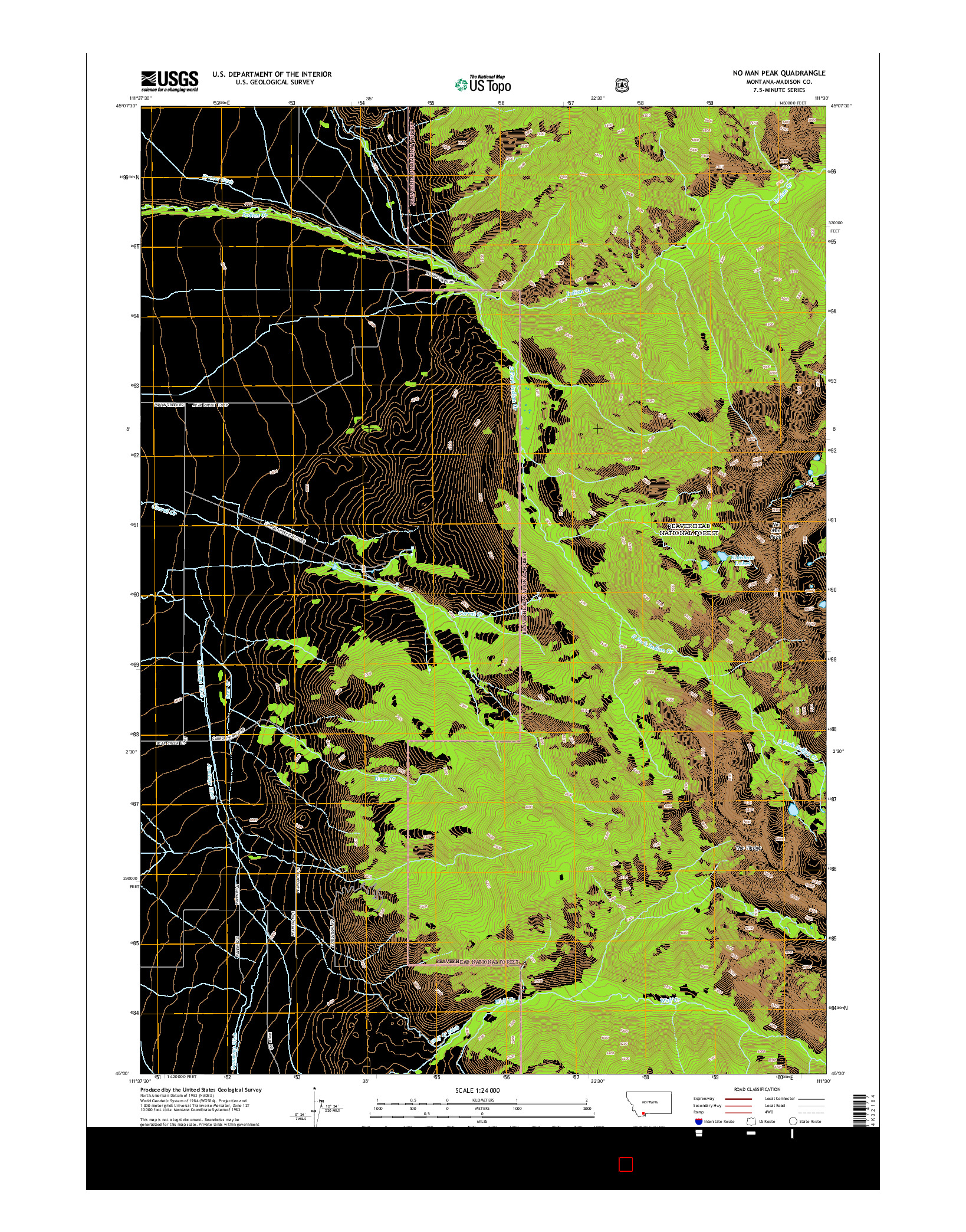 USGS US TOPO 7.5-MINUTE MAP FOR NO MAN PEAK, MT 2014
