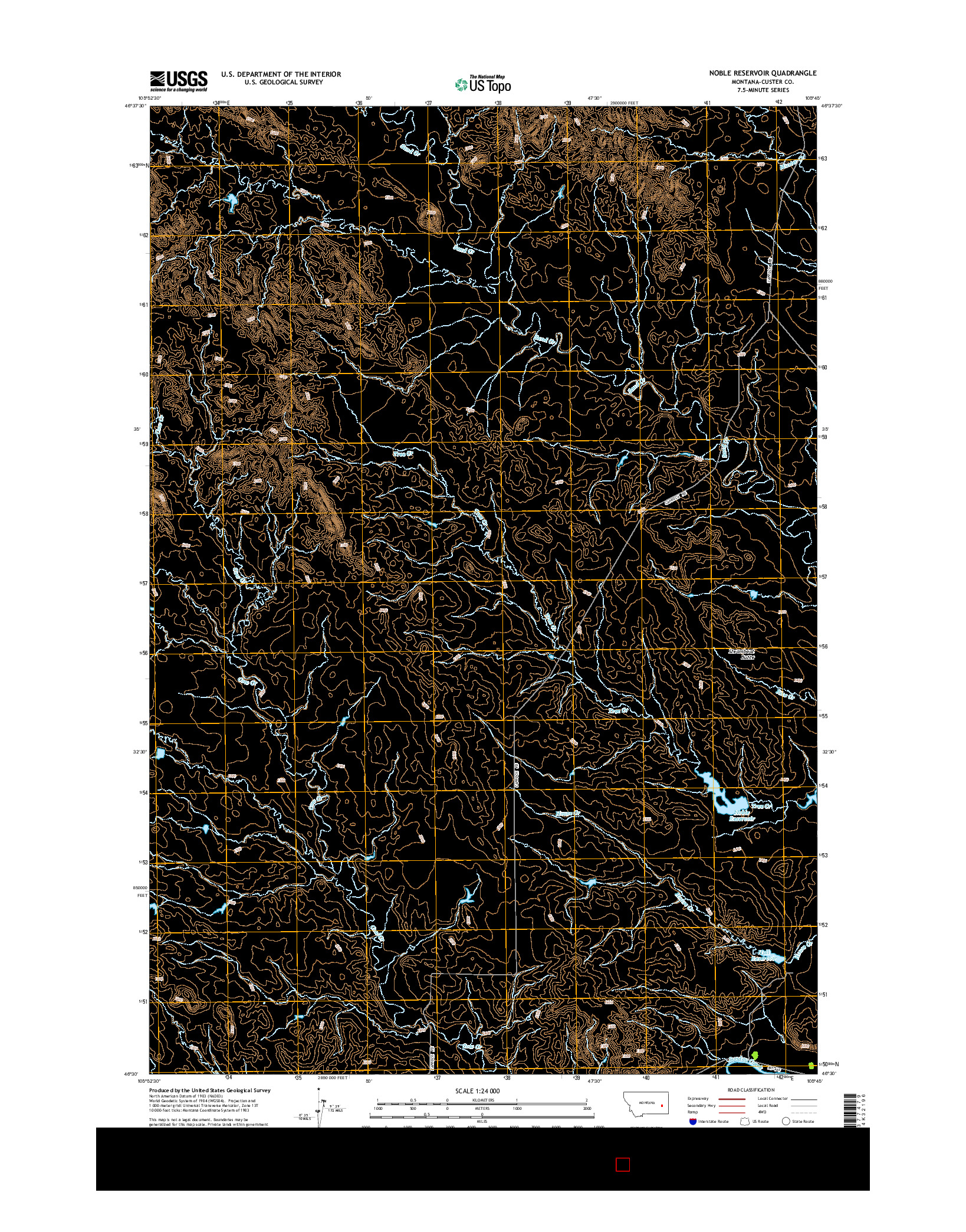 USGS US TOPO 7.5-MINUTE MAP FOR NOBLE RESERVOIR, MT 2014