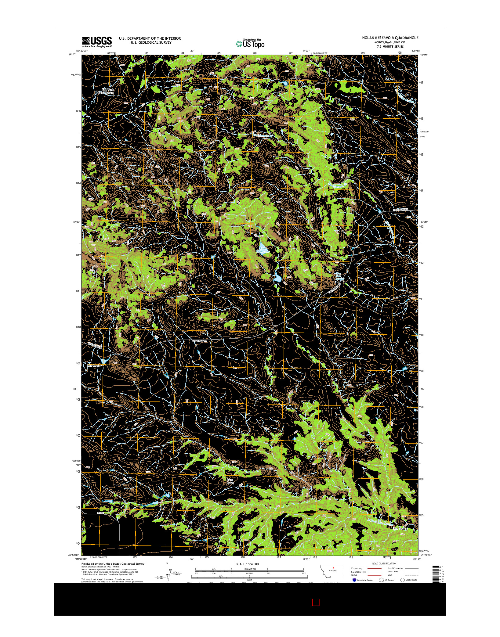 USGS US TOPO 7.5-MINUTE MAP FOR NOLAN RESERVOIR, MT 2014