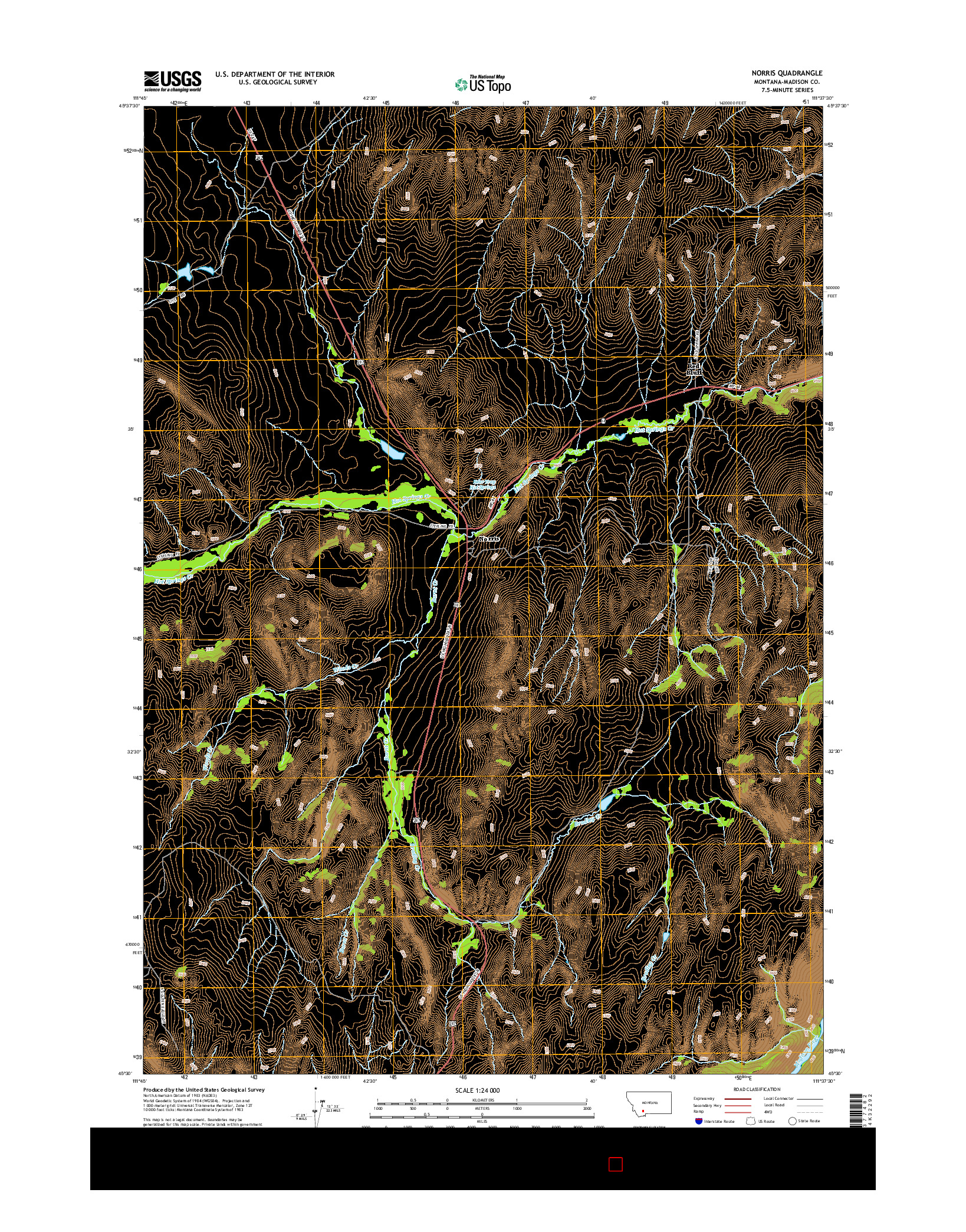 USGS US TOPO 7.5-MINUTE MAP FOR NORRIS, MT 2014