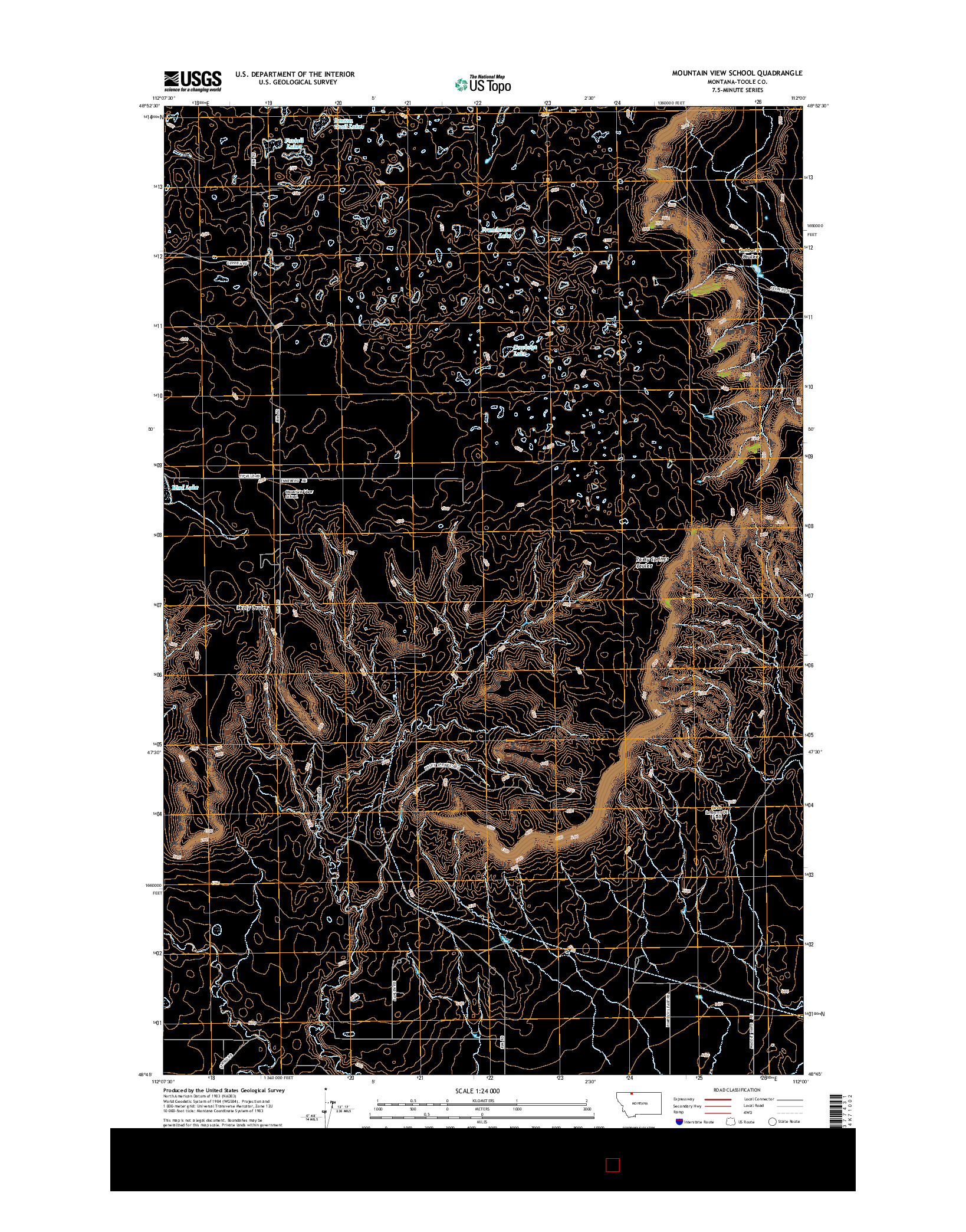 USGS US TOPO 7.5-MINUTE MAP FOR MOUNTAIN VIEW SCHOOL, MT 2014