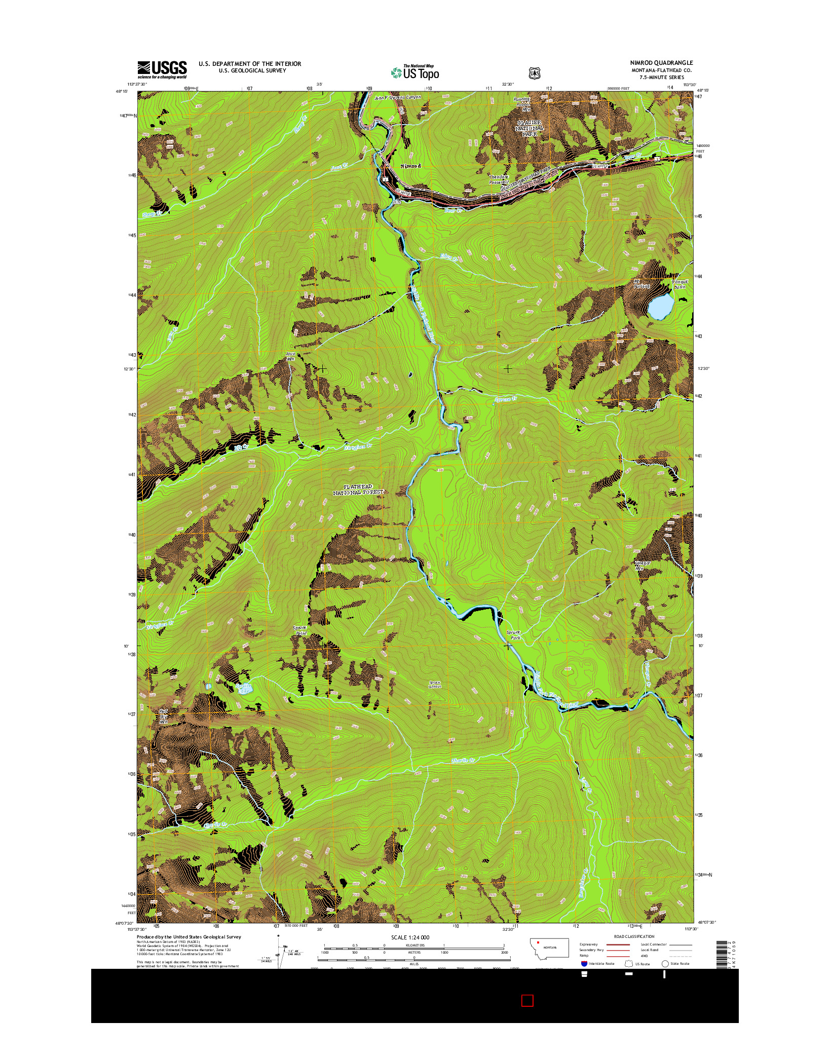 USGS US TOPO 7.5-MINUTE MAP FOR NIMROD, MT 2014