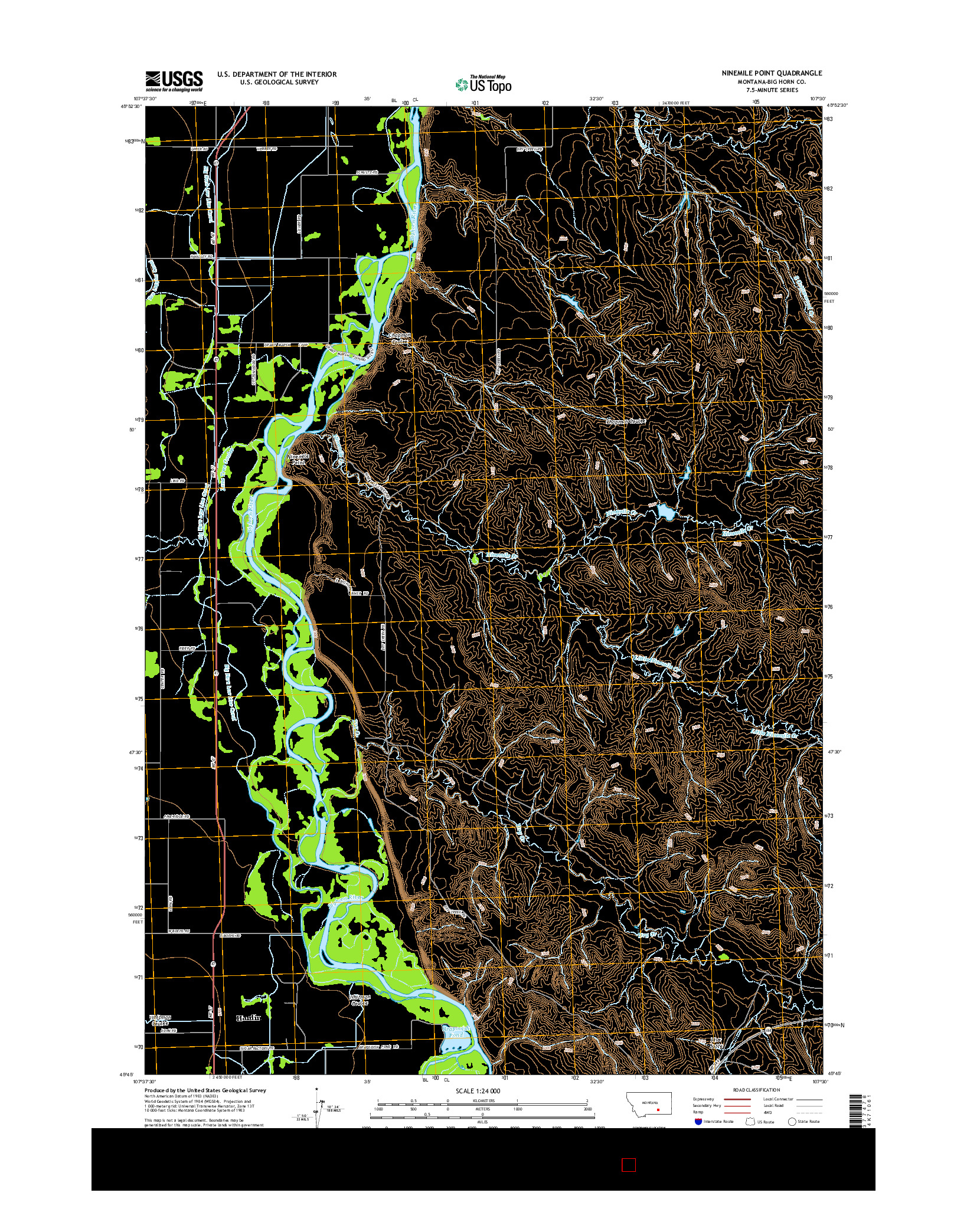 USGS US TOPO 7.5-MINUTE MAP FOR NINEMILE POINT, MT 2014