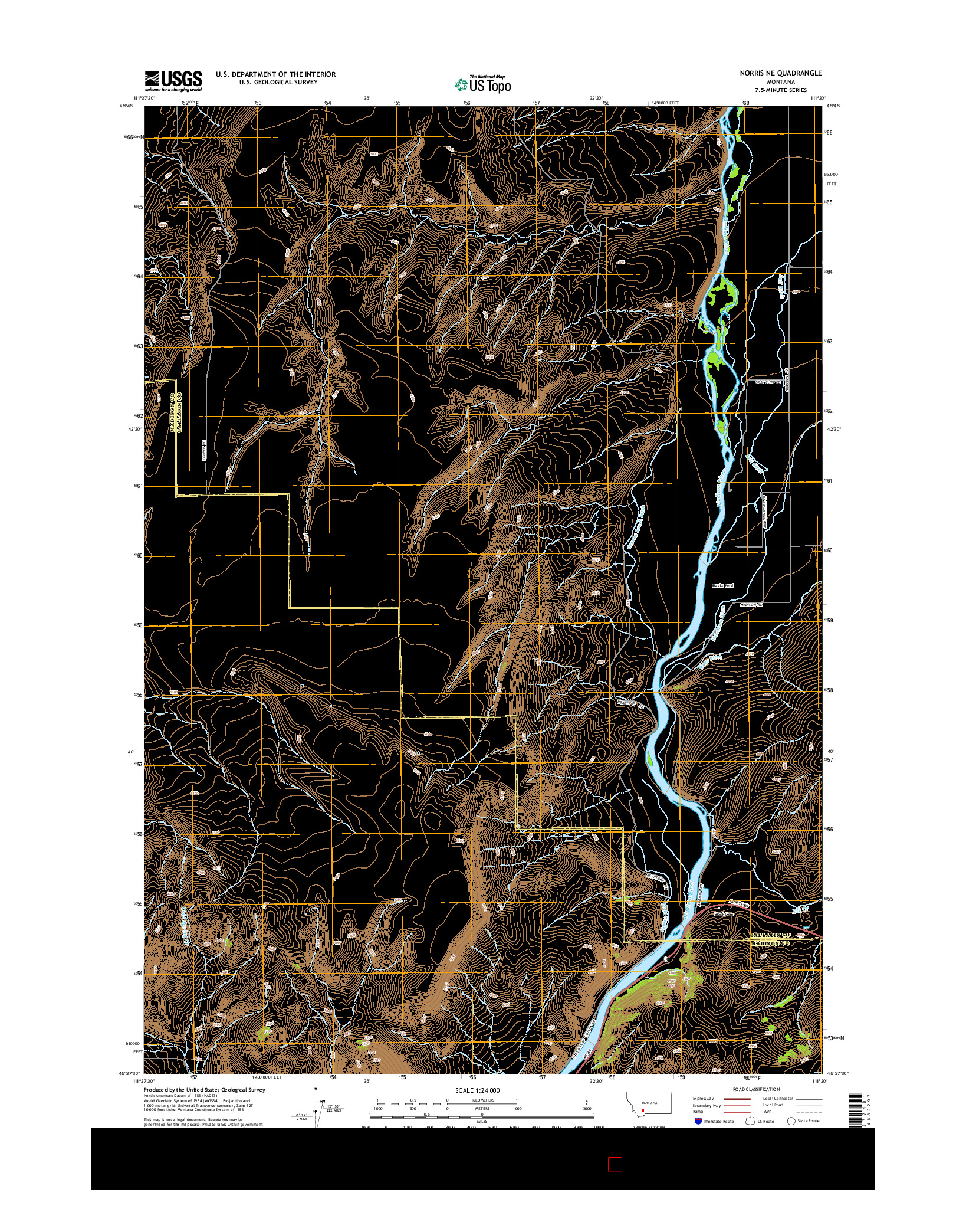USGS US TOPO 7.5-MINUTE MAP FOR NORRIS NE, MT 2014