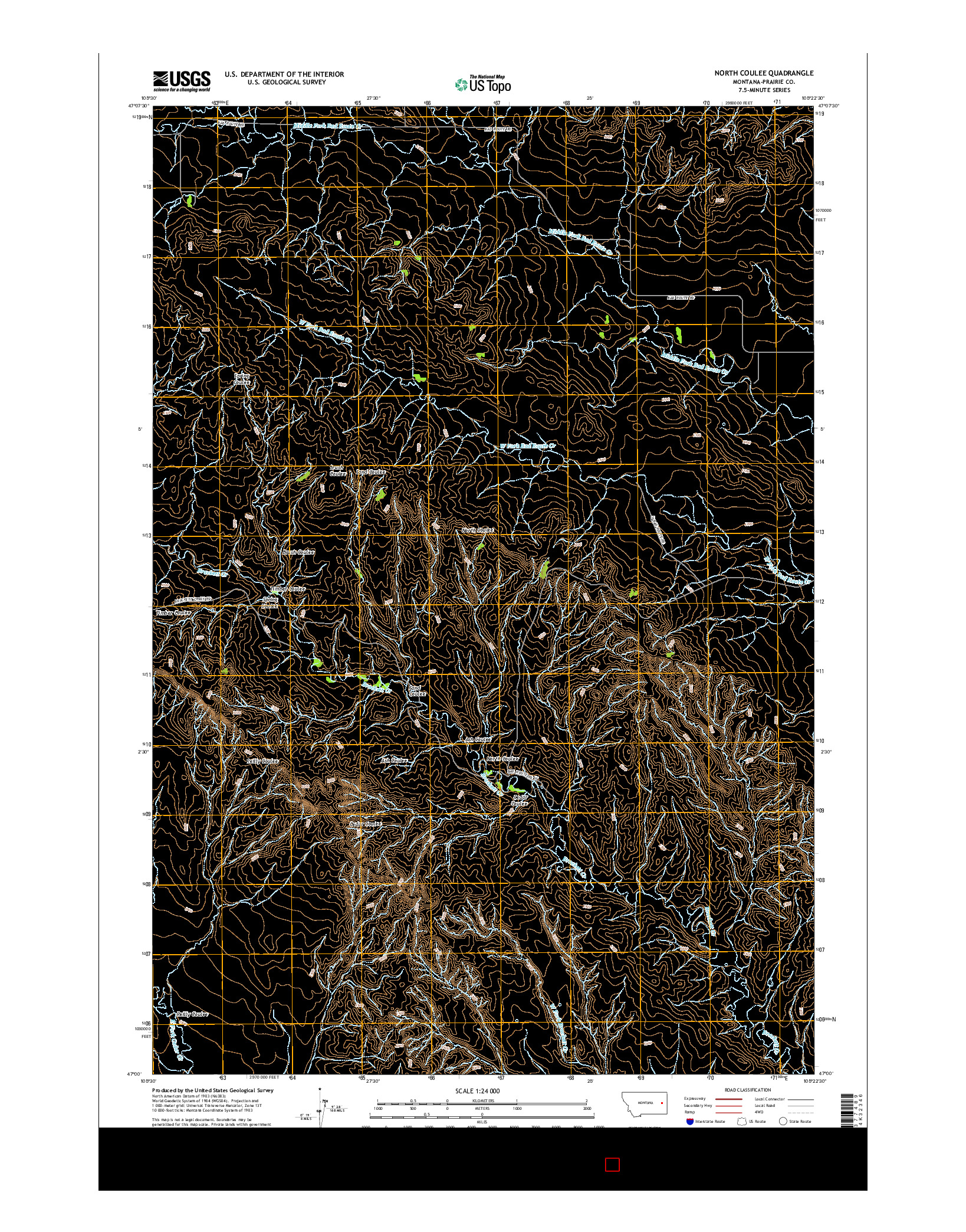 USGS US TOPO 7.5-MINUTE MAP FOR NORTH COULEE, MT 2014