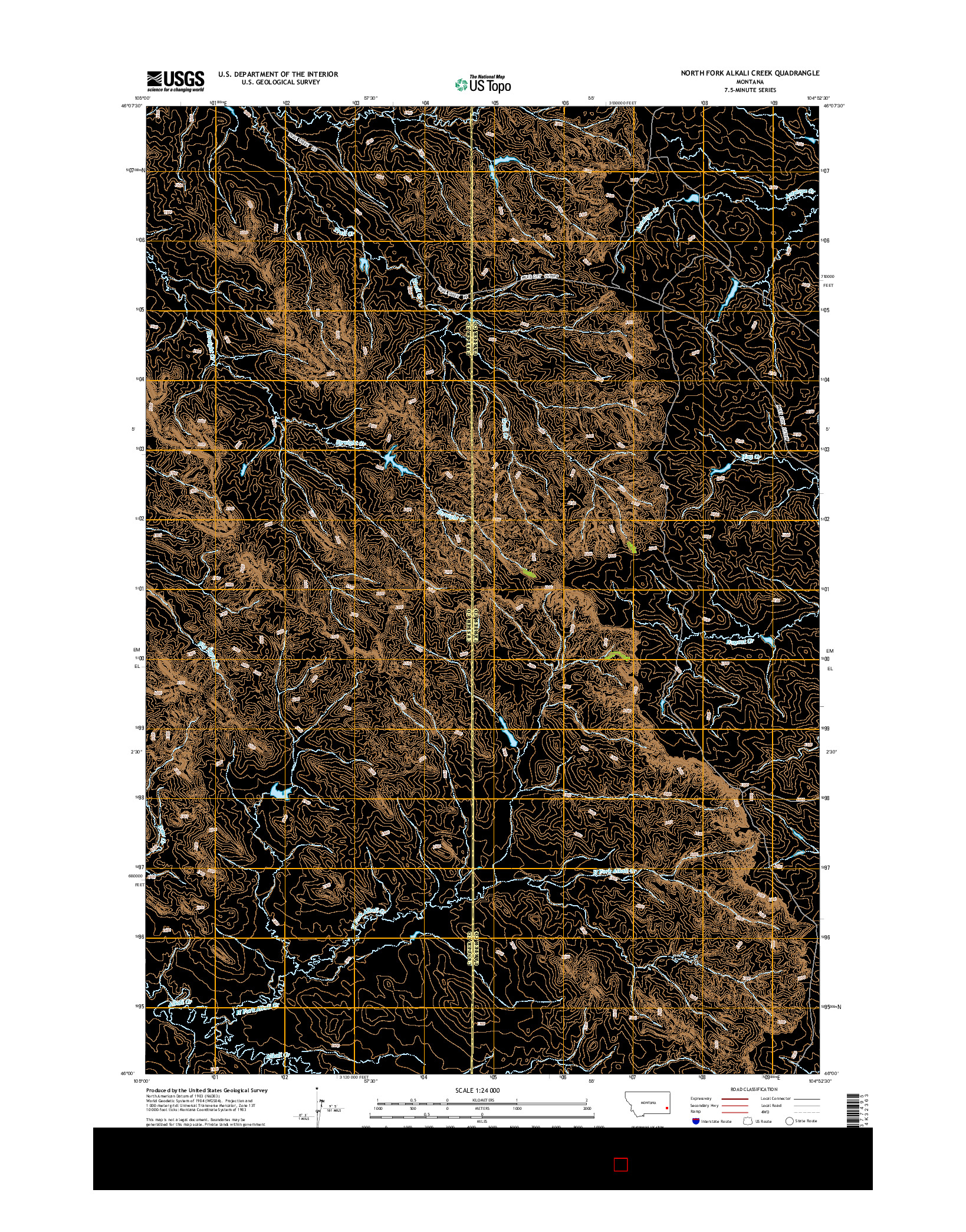 USGS US TOPO 7.5-MINUTE MAP FOR NORTH FORK ALKALI CREEK, MT 2014