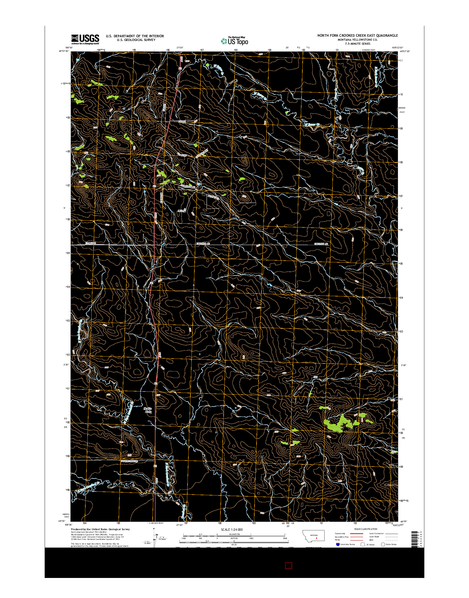 USGS US TOPO 7.5-MINUTE MAP FOR NORTH FORK CROOKED CREEK EAST, MT 2014