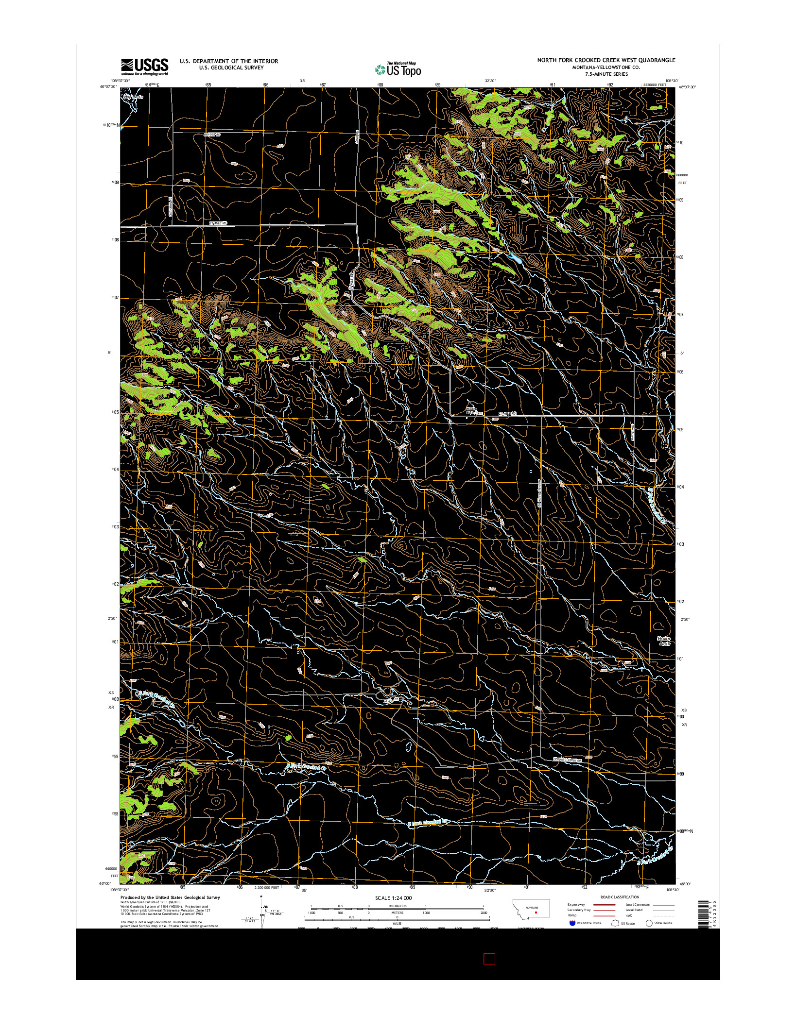USGS US TOPO 7.5-MINUTE MAP FOR NORTH FORK CROOKED CREEK WEST, MT 2014