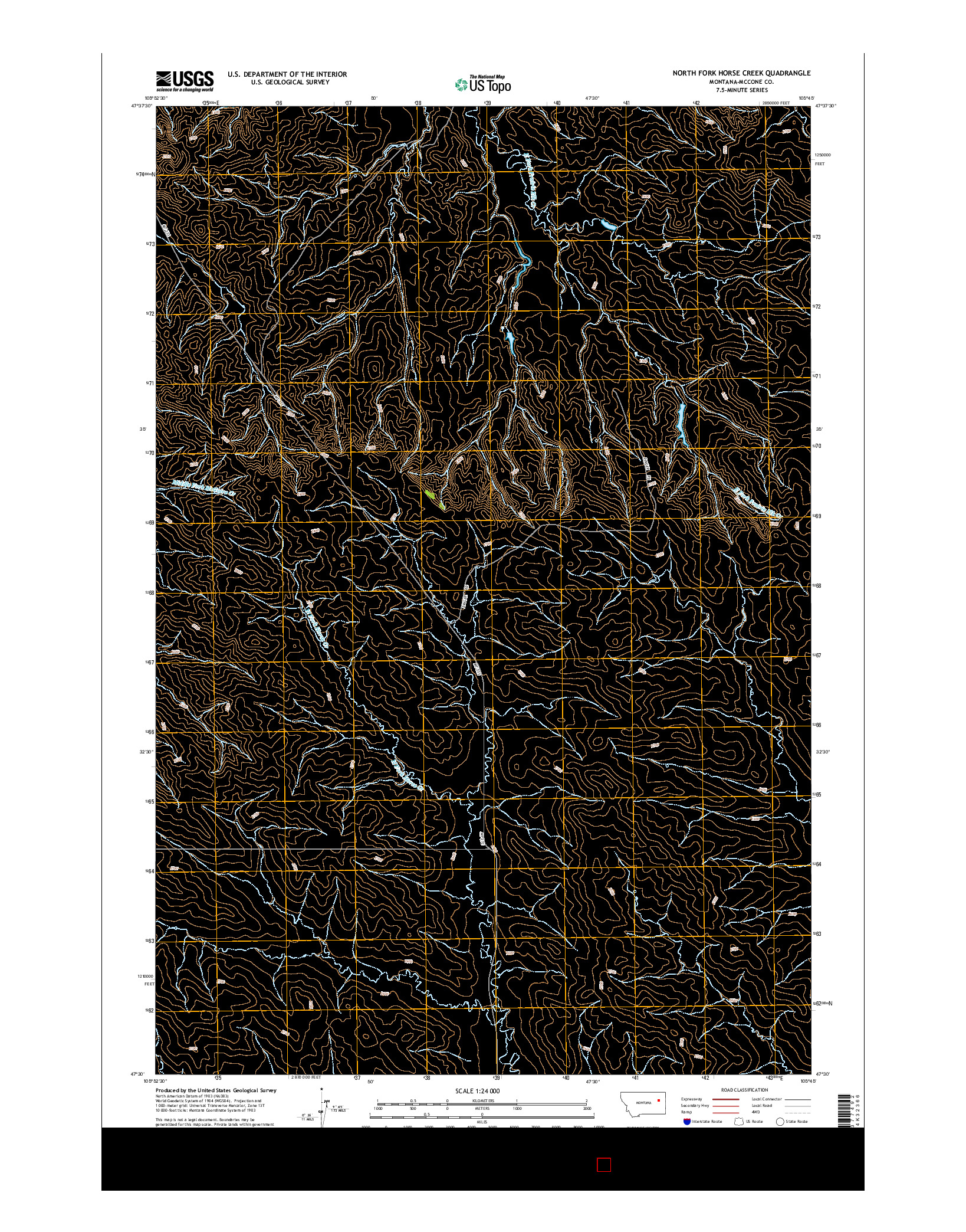 USGS US TOPO 7.5-MINUTE MAP FOR NORTH FORK HORSE CREEK, MT 2014