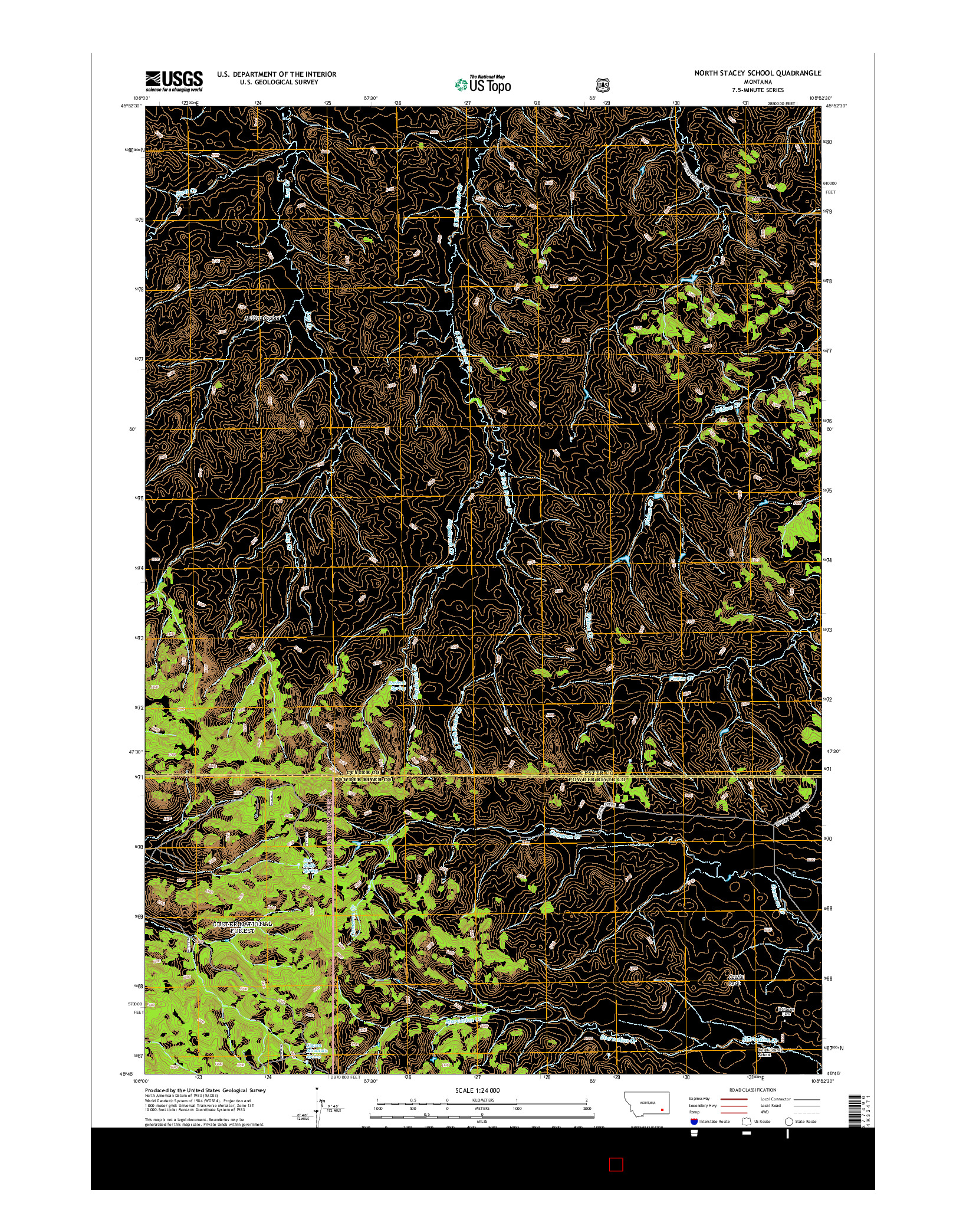 USGS US TOPO 7.5-MINUTE MAP FOR NORTH STACEY SCHOOL, MT 2014