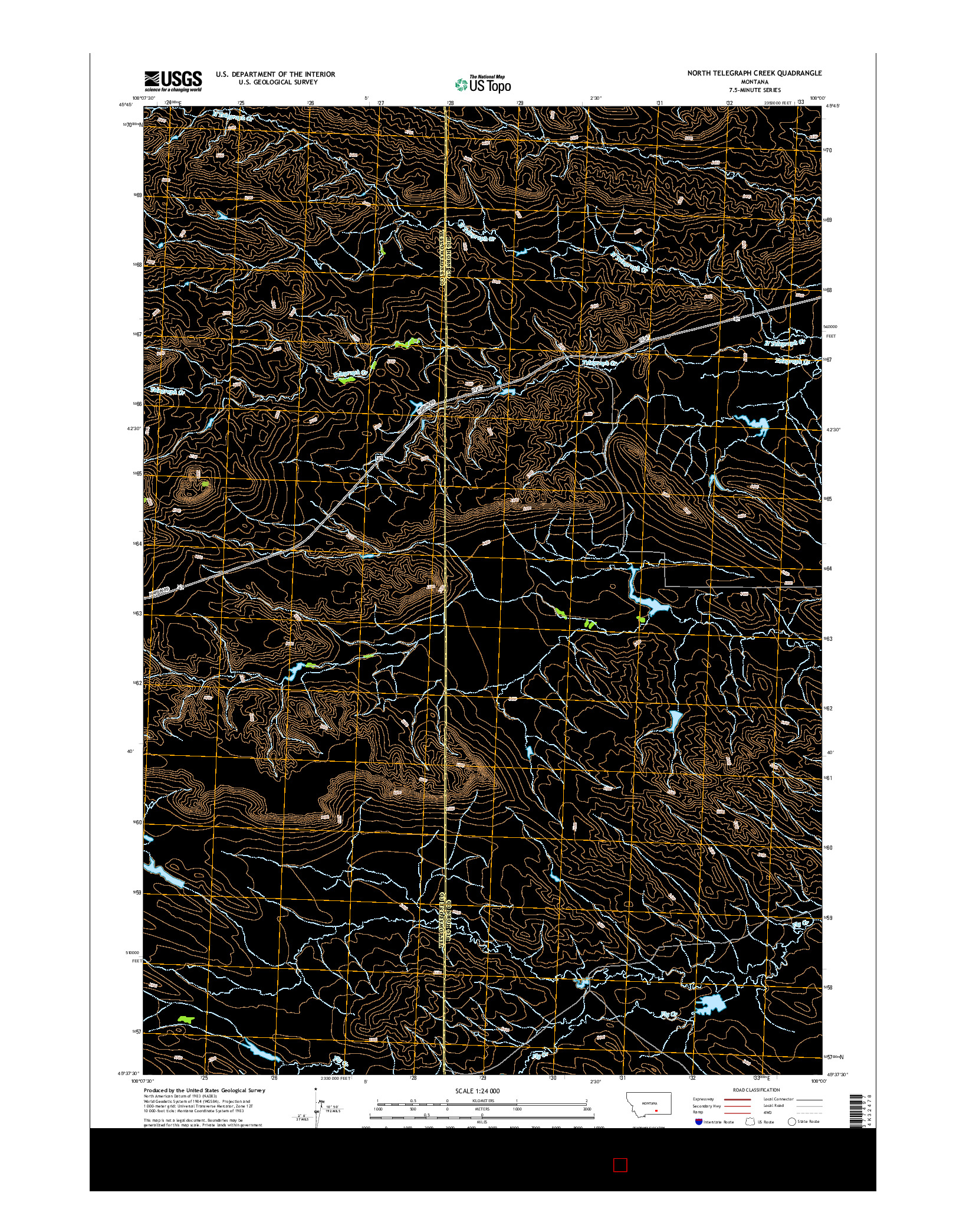 USGS US TOPO 7.5-MINUTE MAP FOR NORTH TELEGRAPH CREEK, MT 2014