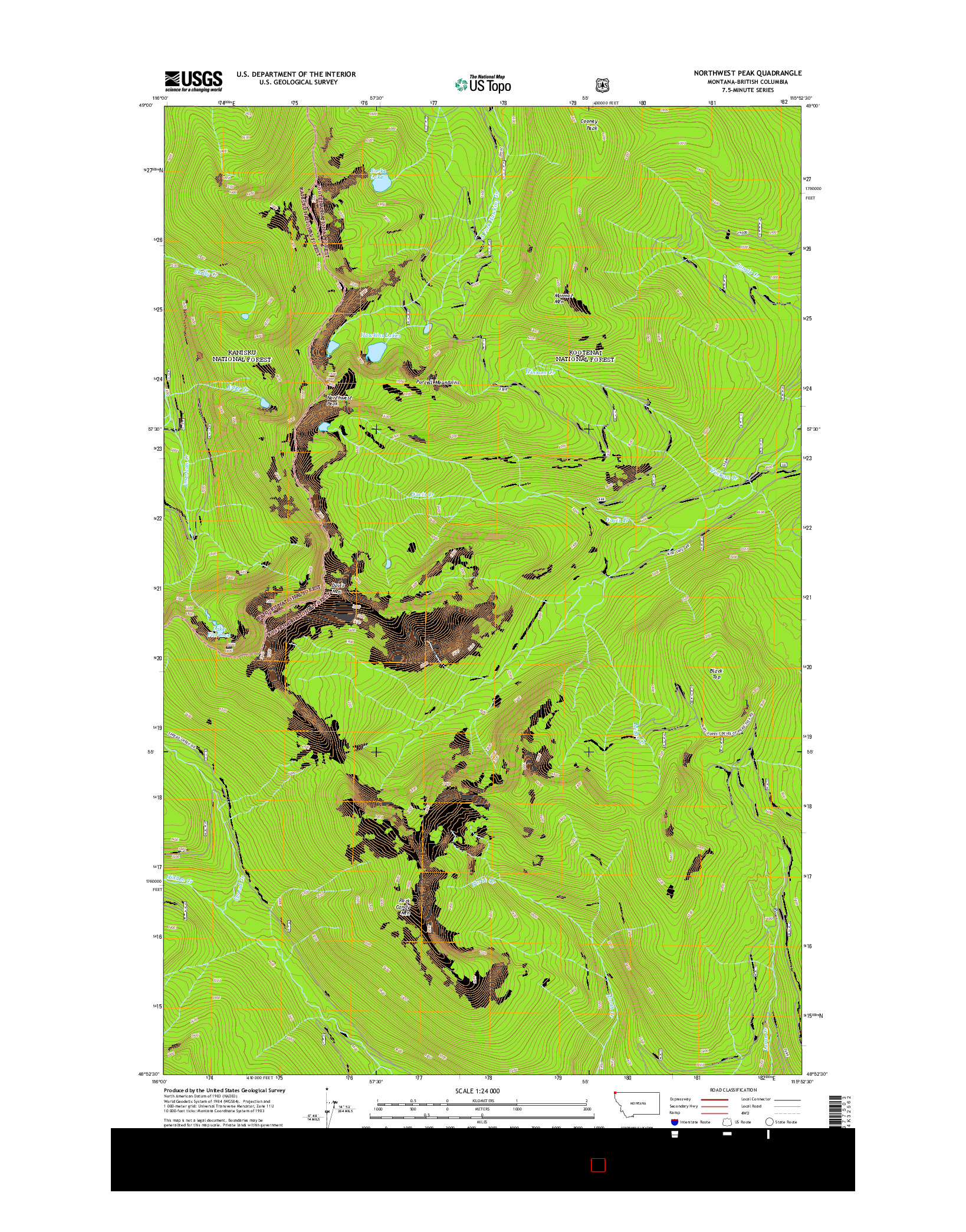 USGS US TOPO 7.5-MINUTE MAP FOR NORTHWEST PEAK, MT-BC 2014