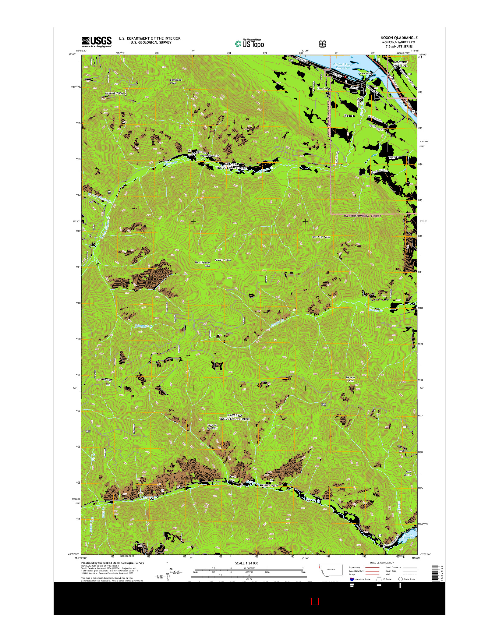USGS US TOPO 7.5-MINUTE MAP FOR NOXON, MT 2014