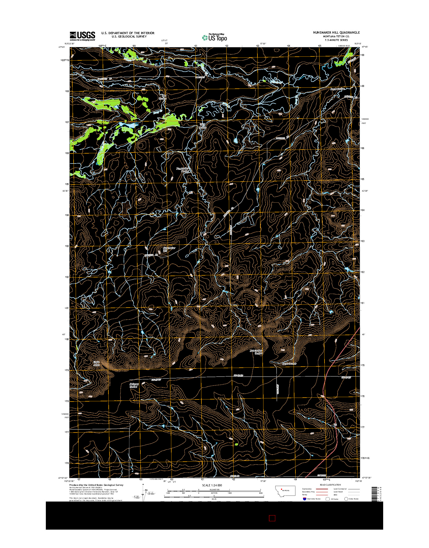 USGS US TOPO 7.5-MINUTE MAP FOR NUNEMAKER HILL, MT 2014