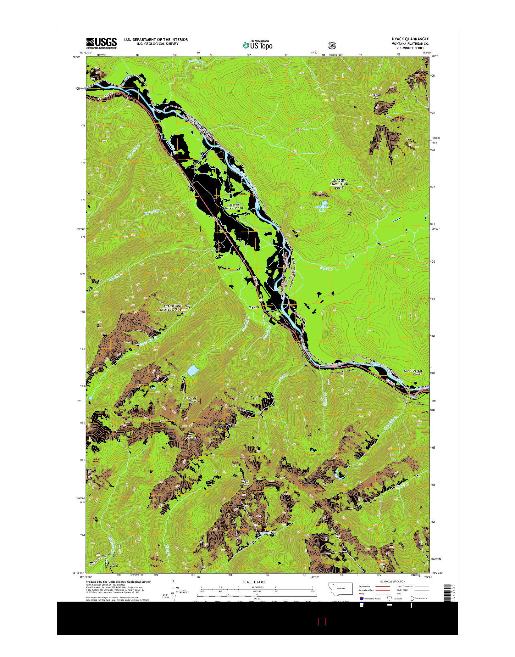 USGS US TOPO 7.5-MINUTE MAP FOR NYACK, MT 2014