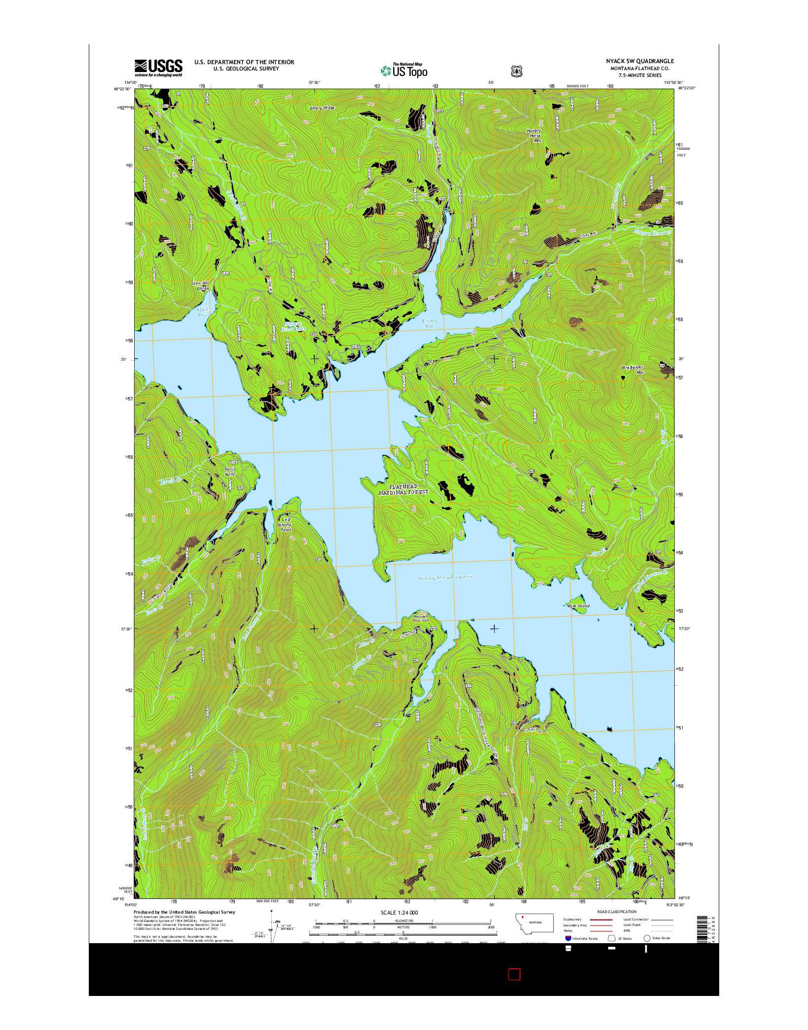 USGS US TOPO 7.5-MINUTE MAP FOR NYACK SW, MT 2014