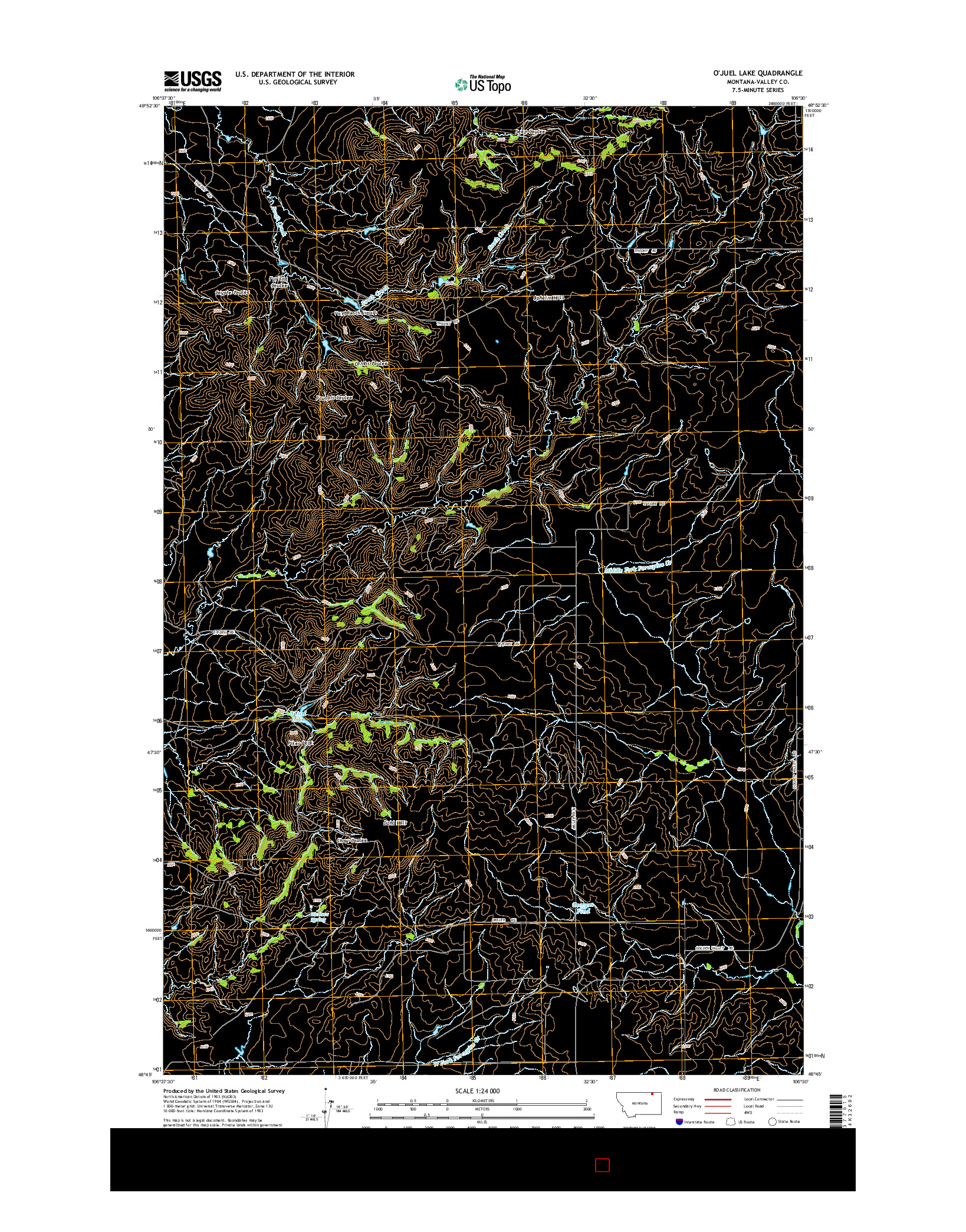USGS US TOPO 7.5-MINUTE MAP FOR O'JUEL LAKE, MT 2014