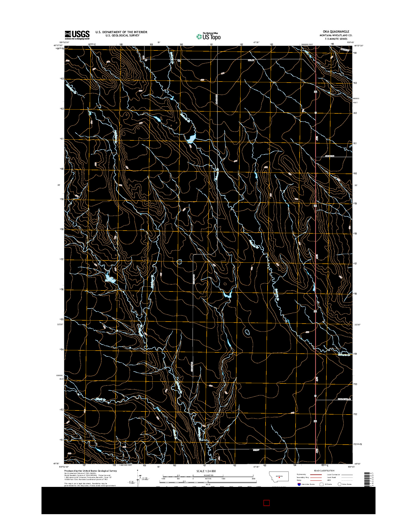 USGS US TOPO 7.5-MINUTE MAP FOR OKA, MT 2014