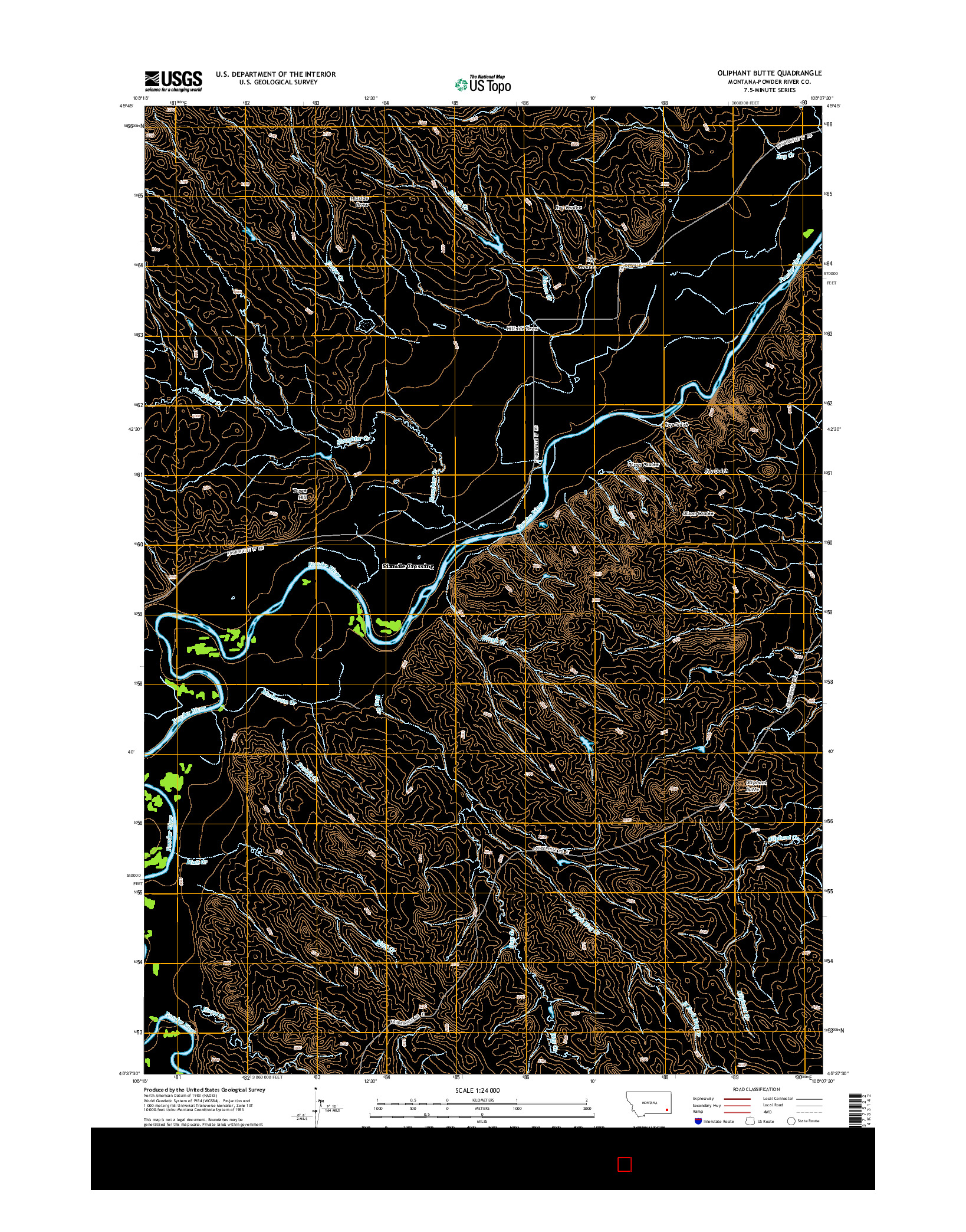 USGS US TOPO 7.5-MINUTE MAP FOR OLIPHANT BUTTE, MT 2014