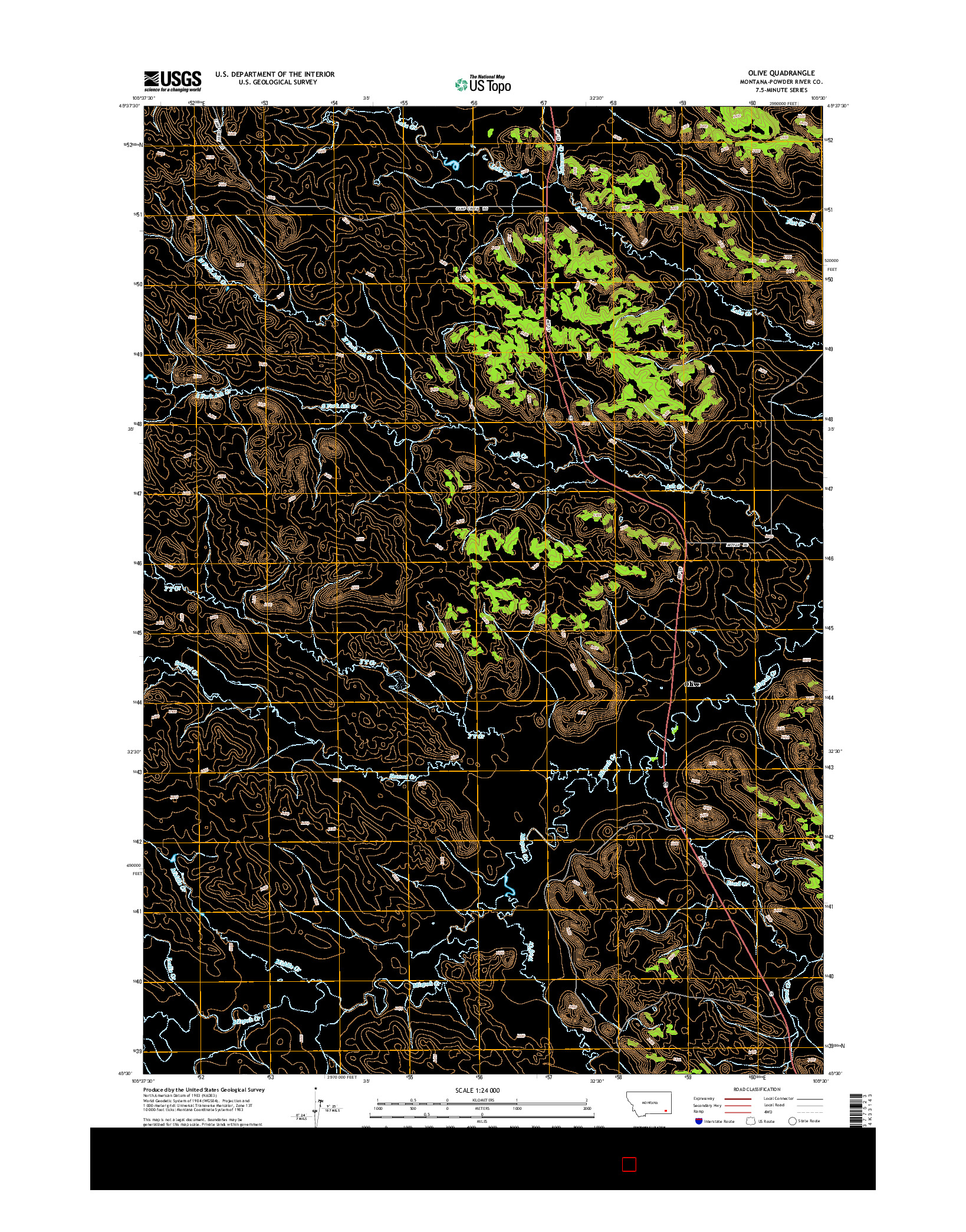 USGS US TOPO 7.5-MINUTE MAP FOR OLIVE, MT 2014