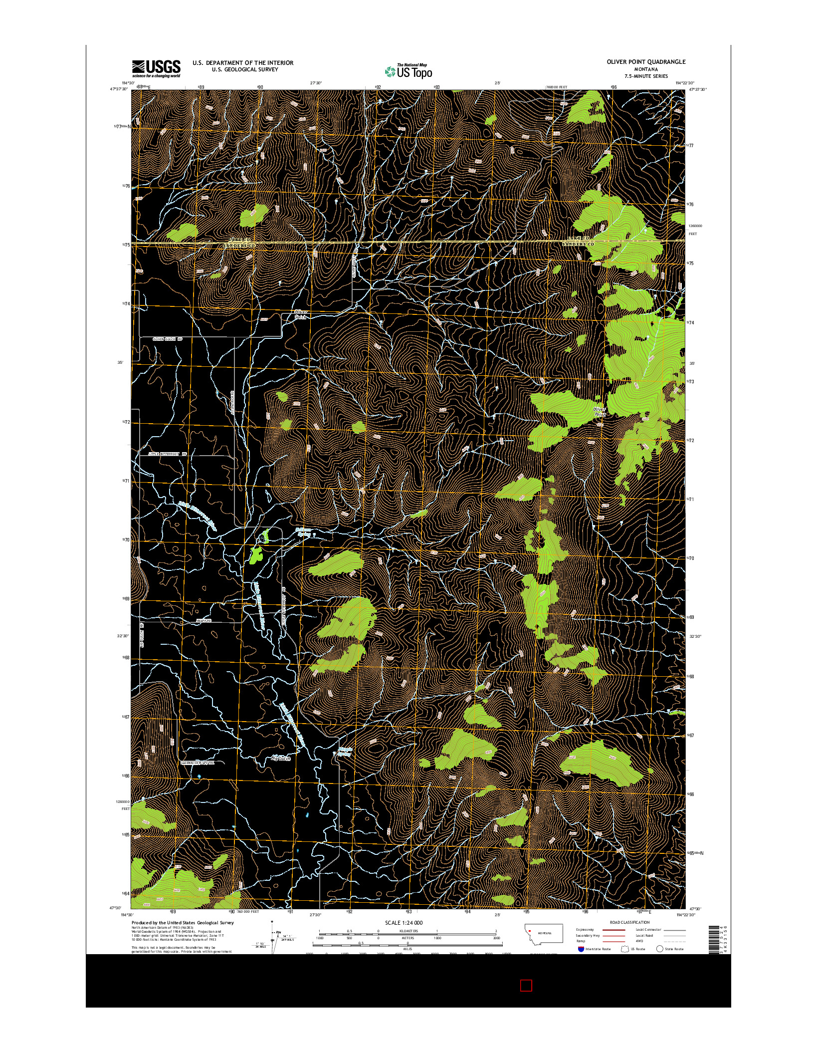 USGS US TOPO 7.5-MINUTE MAP FOR OLIVER POINT, MT 2014