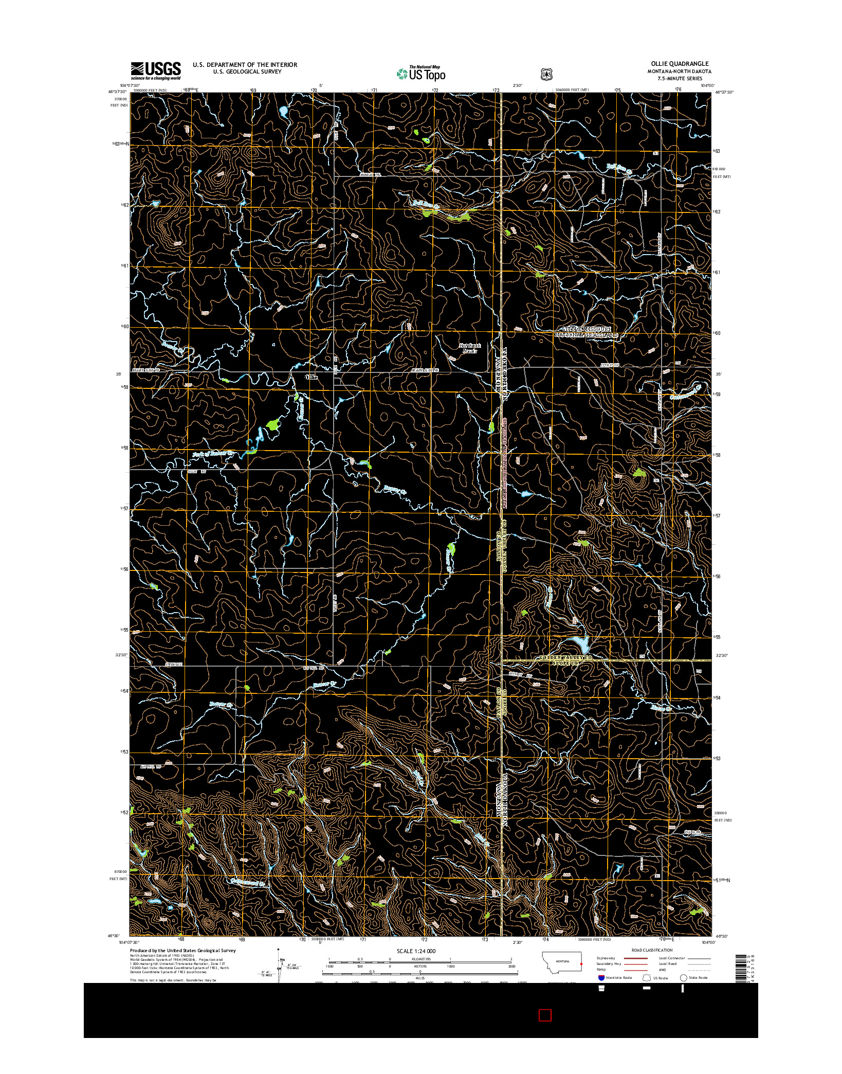 USGS US TOPO 7.5-MINUTE MAP FOR OLLIE, MT-ND 2014