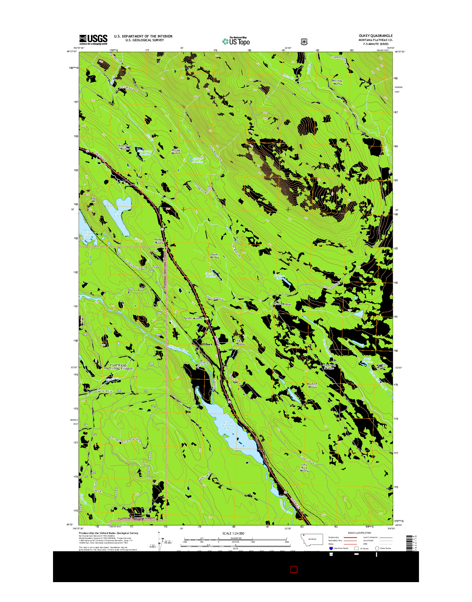 USGS US TOPO 7.5-MINUTE MAP FOR OLNEY, MT 2014