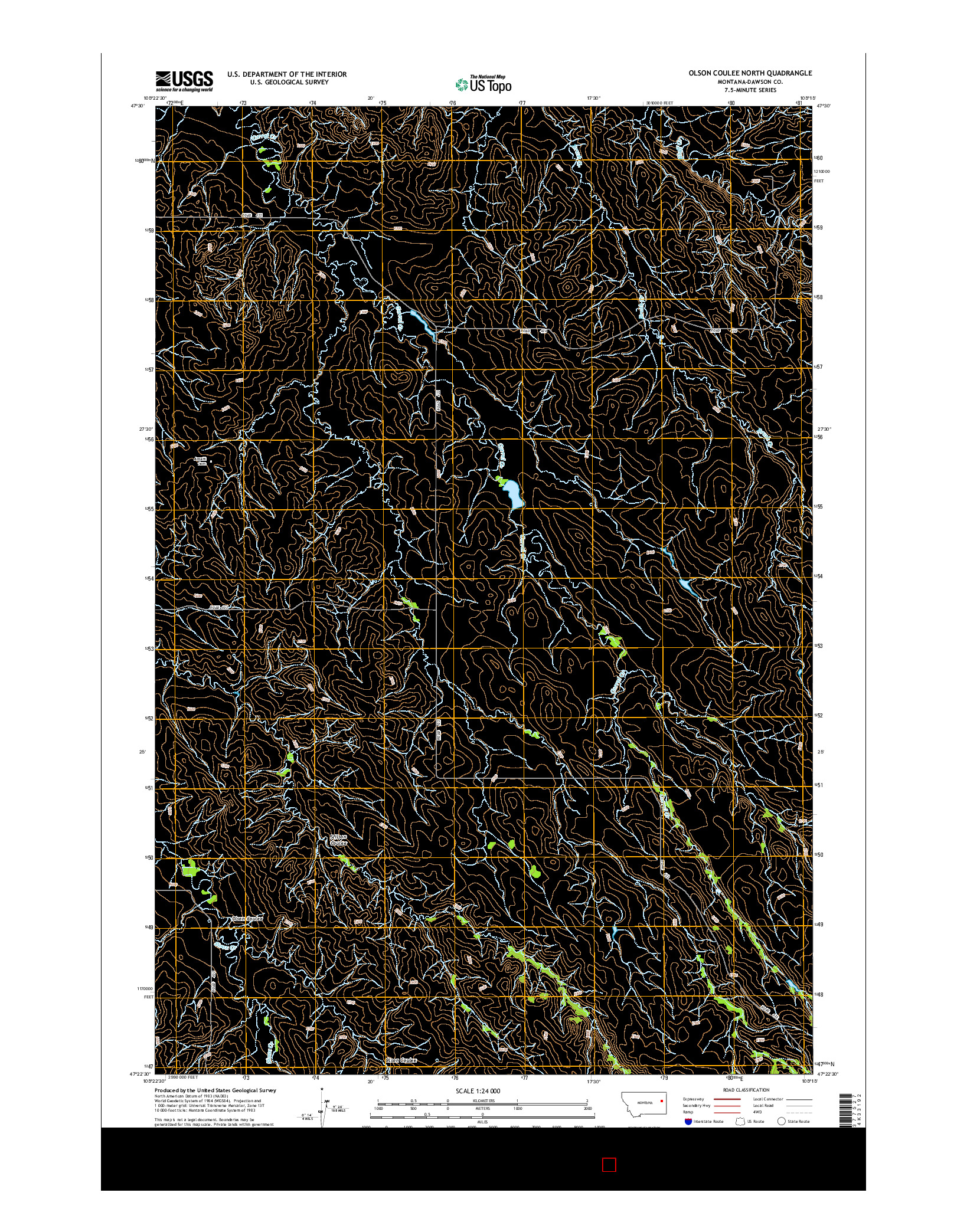 USGS US TOPO 7.5-MINUTE MAP FOR OLSON COULEE NORTH, MT 2014