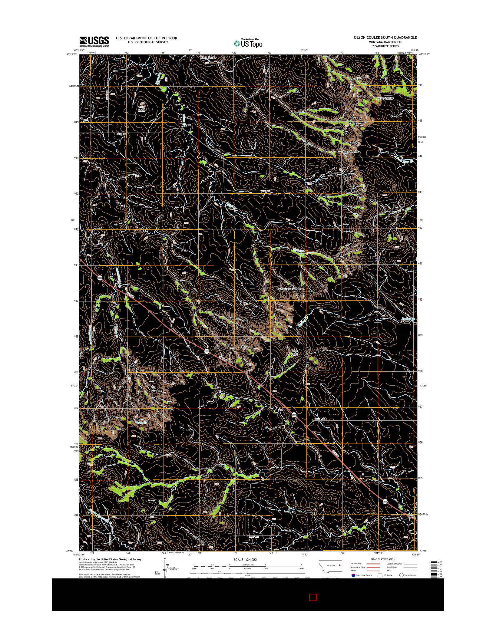 USGS US TOPO 7.5-MINUTE MAP FOR OLSON COULEE SOUTH, MT 2014