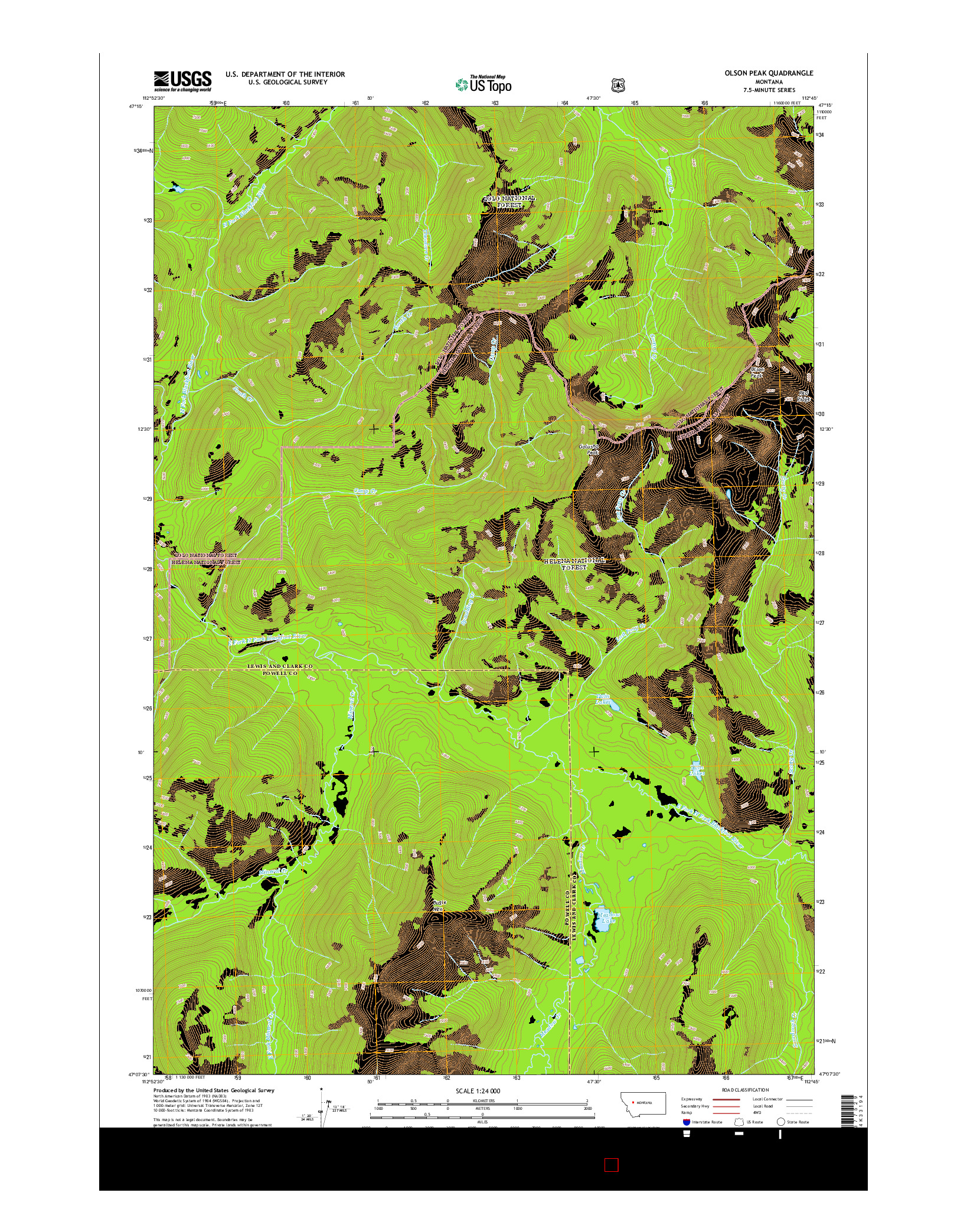 USGS US TOPO 7.5-MINUTE MAP FOR OLSON PEAK, MT 2014