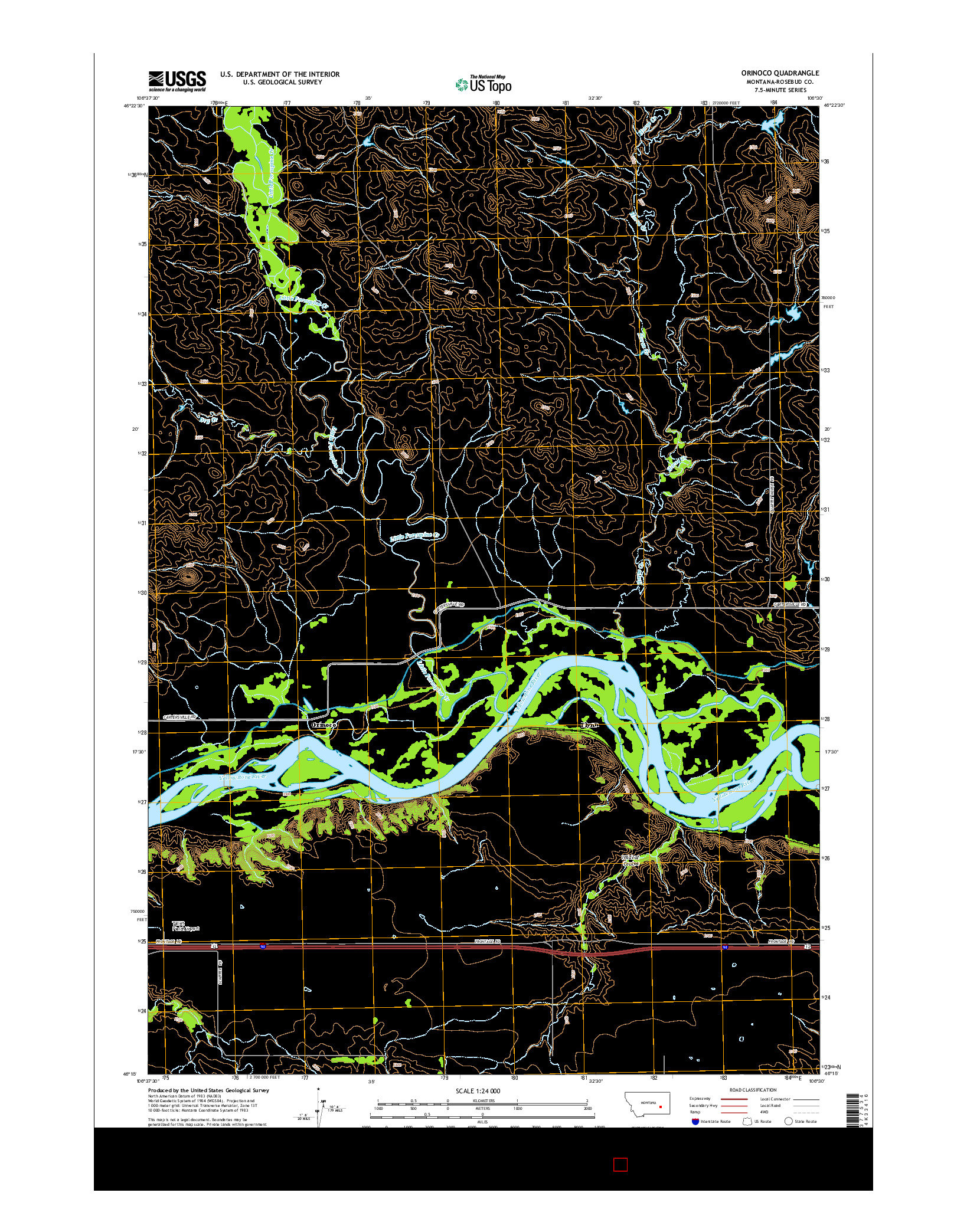 USGS US TOPO 7.5-MINUTE MAP FOR ORINOCO, MT 2014
