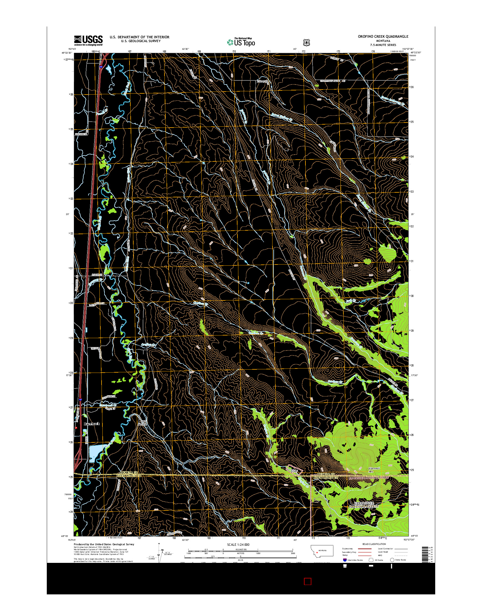 USGS US TOPO 7.5-MINUTE MAP FOR OROFINO CREEK, MT 2014