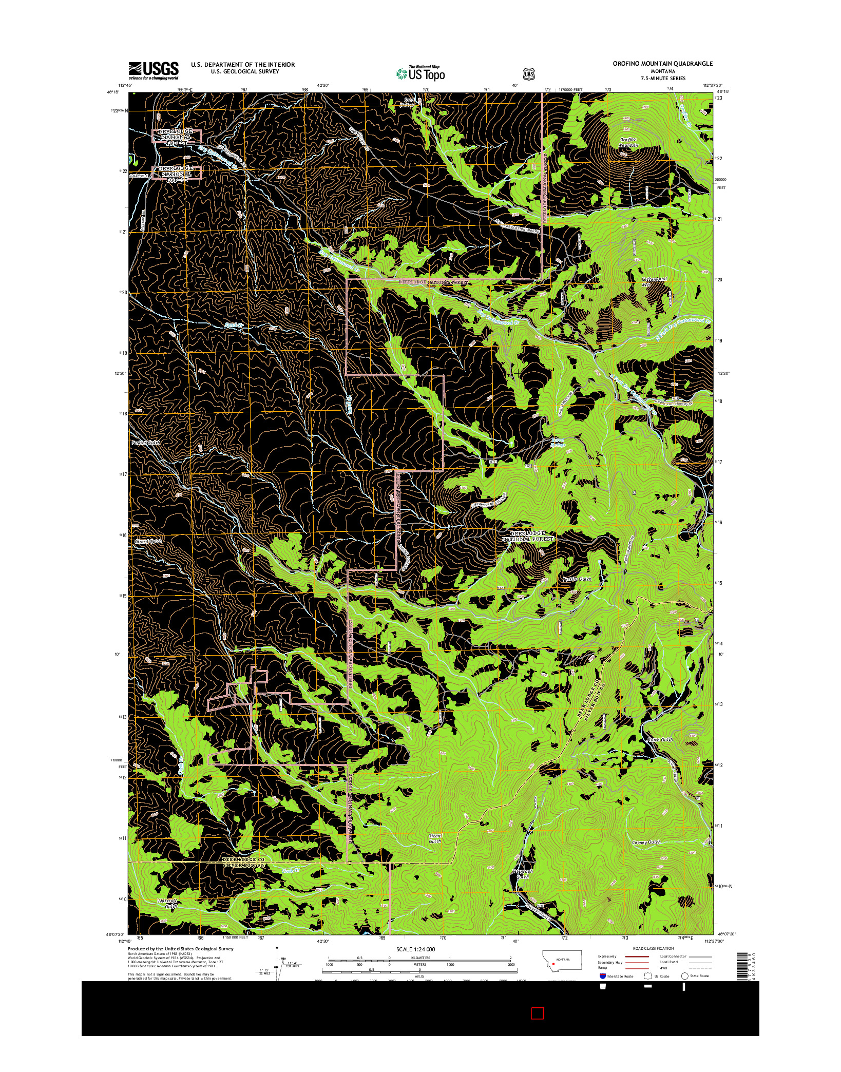USGS US TOPO 7.5-MINUTE MAP FOR OROFINO MOUNTAIN, MT 2014