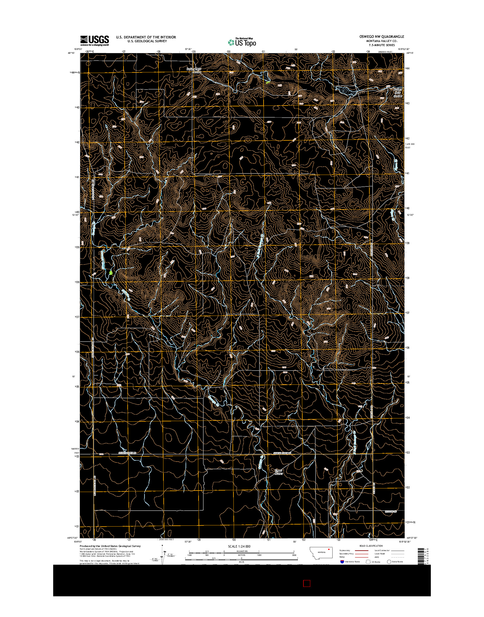 USGS US TOPO 7.5-MINUTE MAP FOR OSWEGO NW, MT 2014