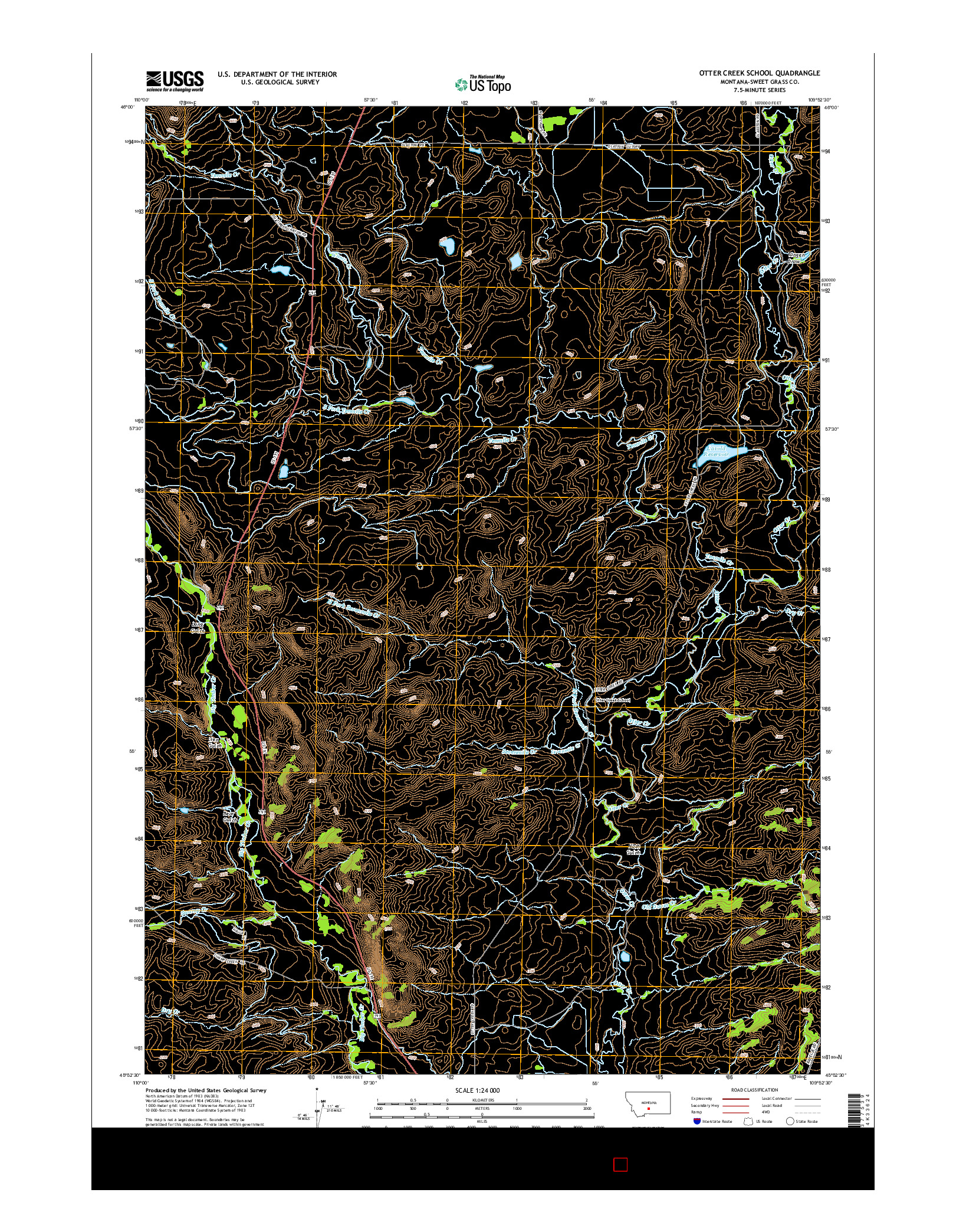USGS US TOPO 7.5-MINUTE MAP FOR OTTER CREEK SCHOOL, MT 2014