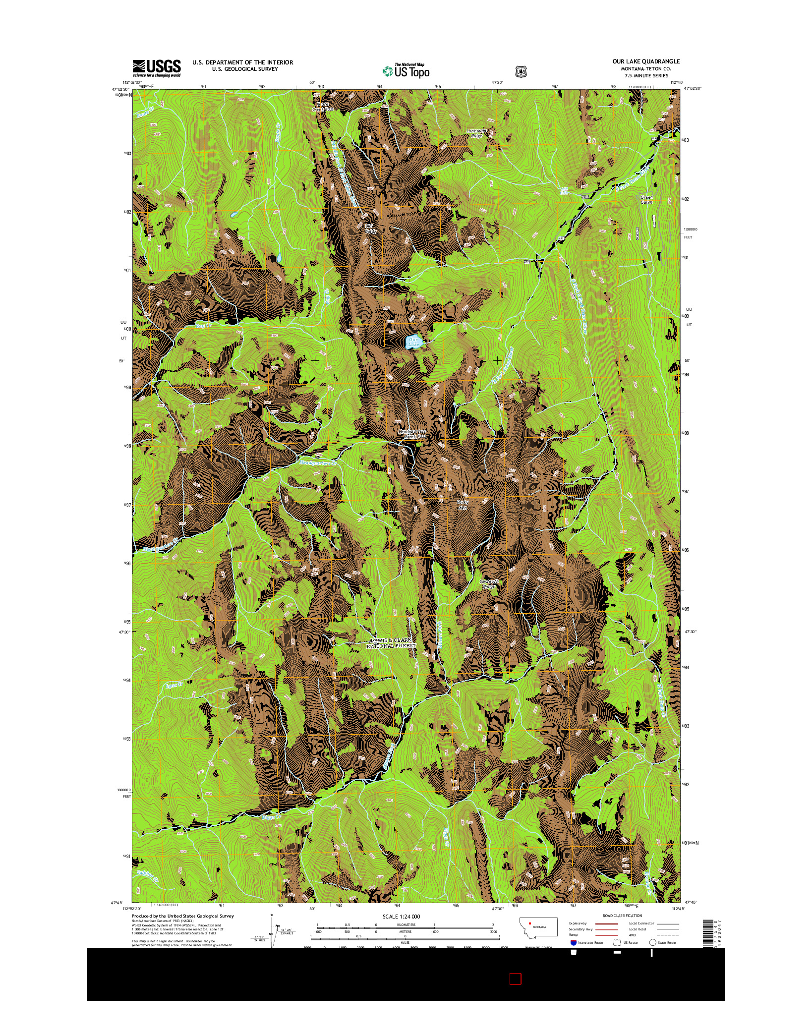 USGS US TOPO 7.5-MINUTE MAP FOR OUR LAKE, MT 2014