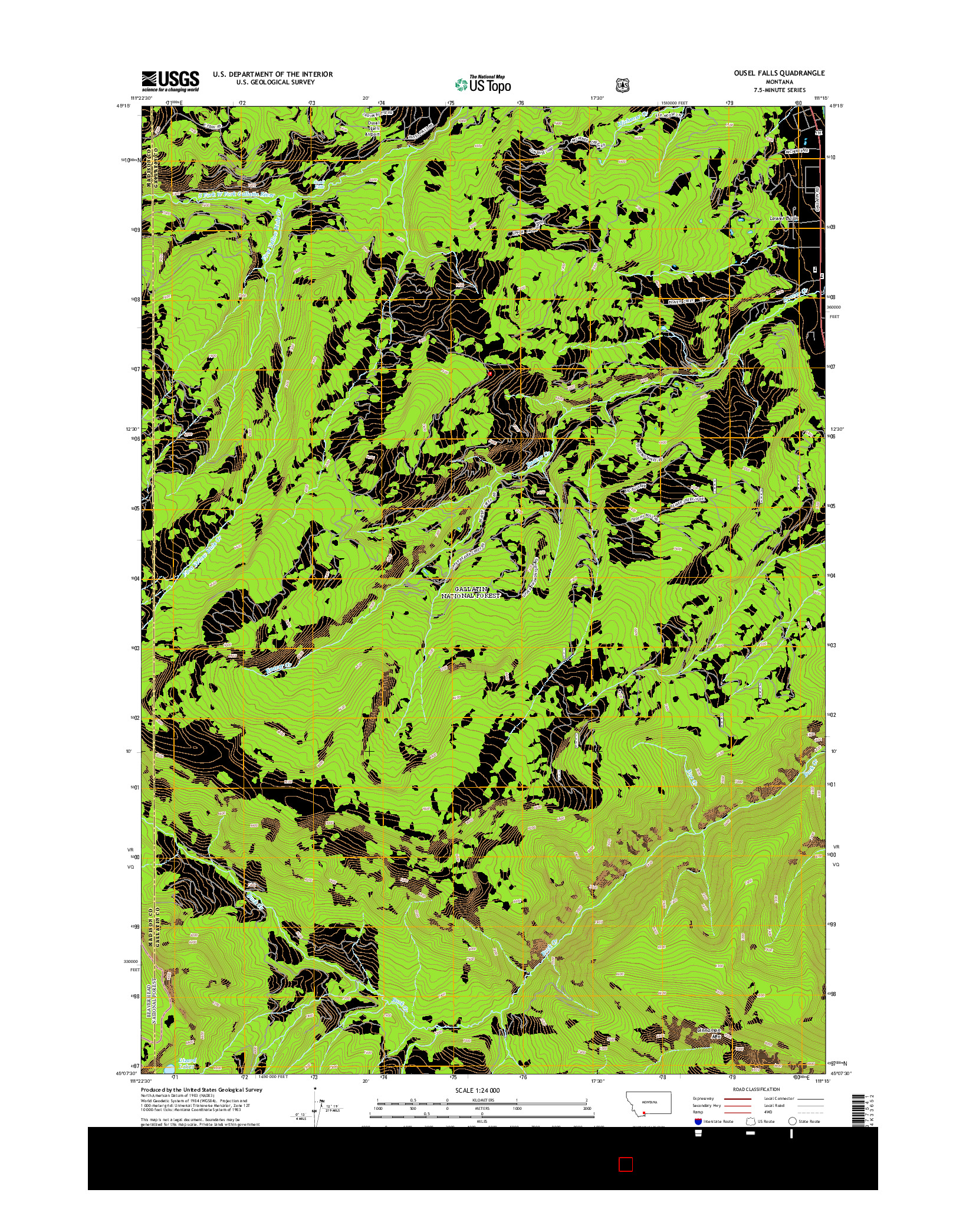 USGS US TOPO 7.5-MINUTE MAP FOR OUSEL FALLS, MT 2014